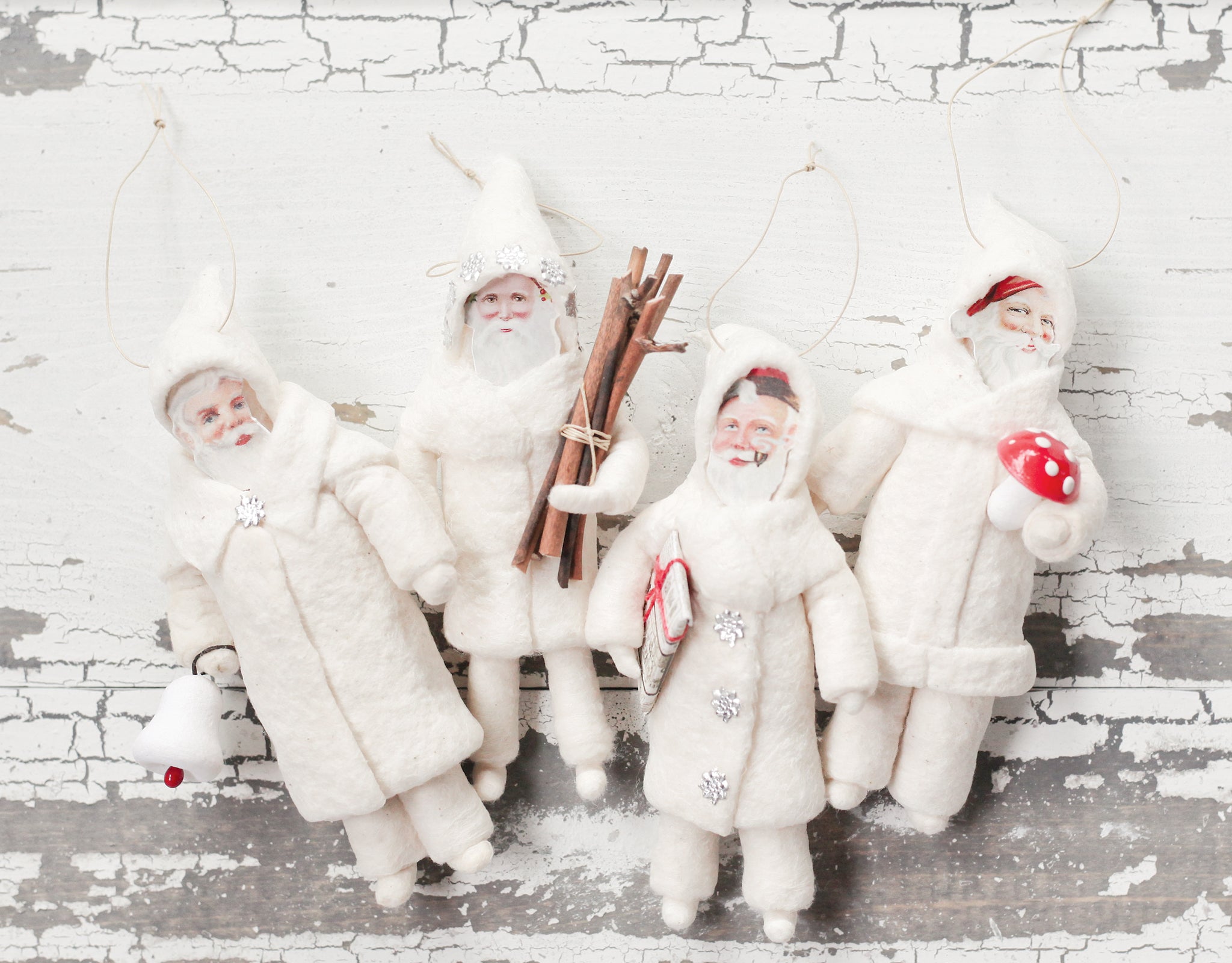 Nostalgic Cotton Batting Santa Ornaments