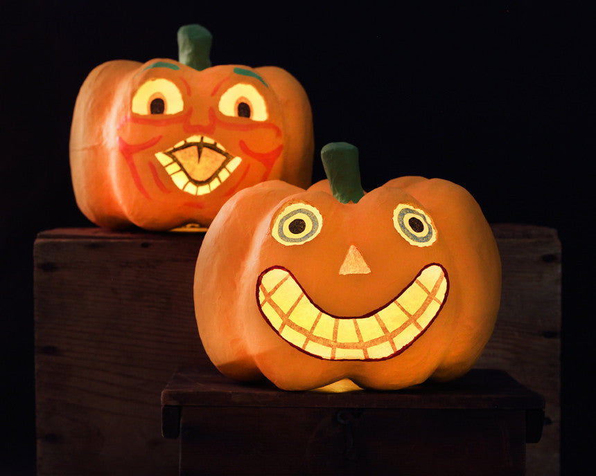 1920s Style Paper Mache Halloween Pumpkins