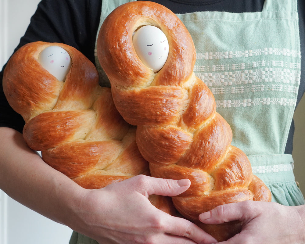 Braided Bread Dolls with Hard Boiled Egg Faces