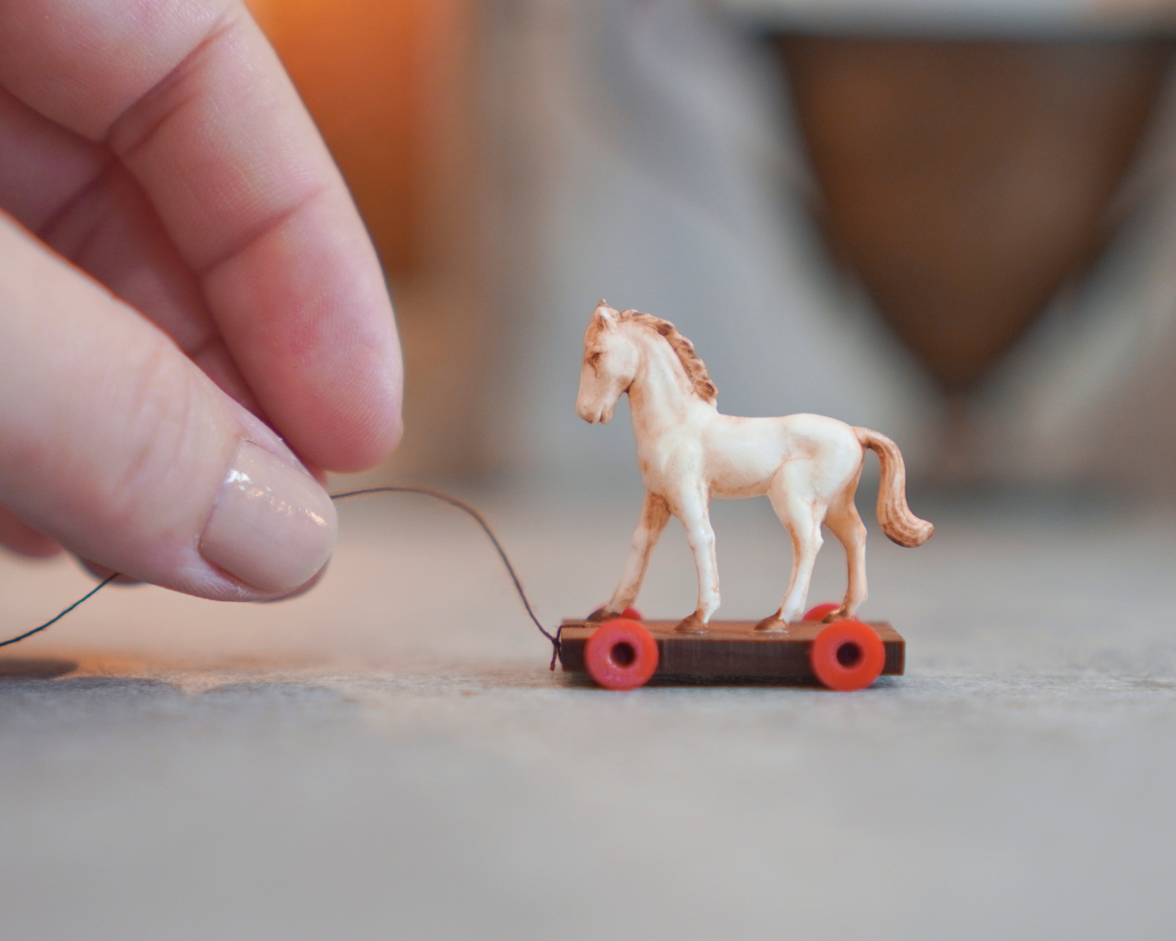 Miniature Antique Horse Pull Toy
