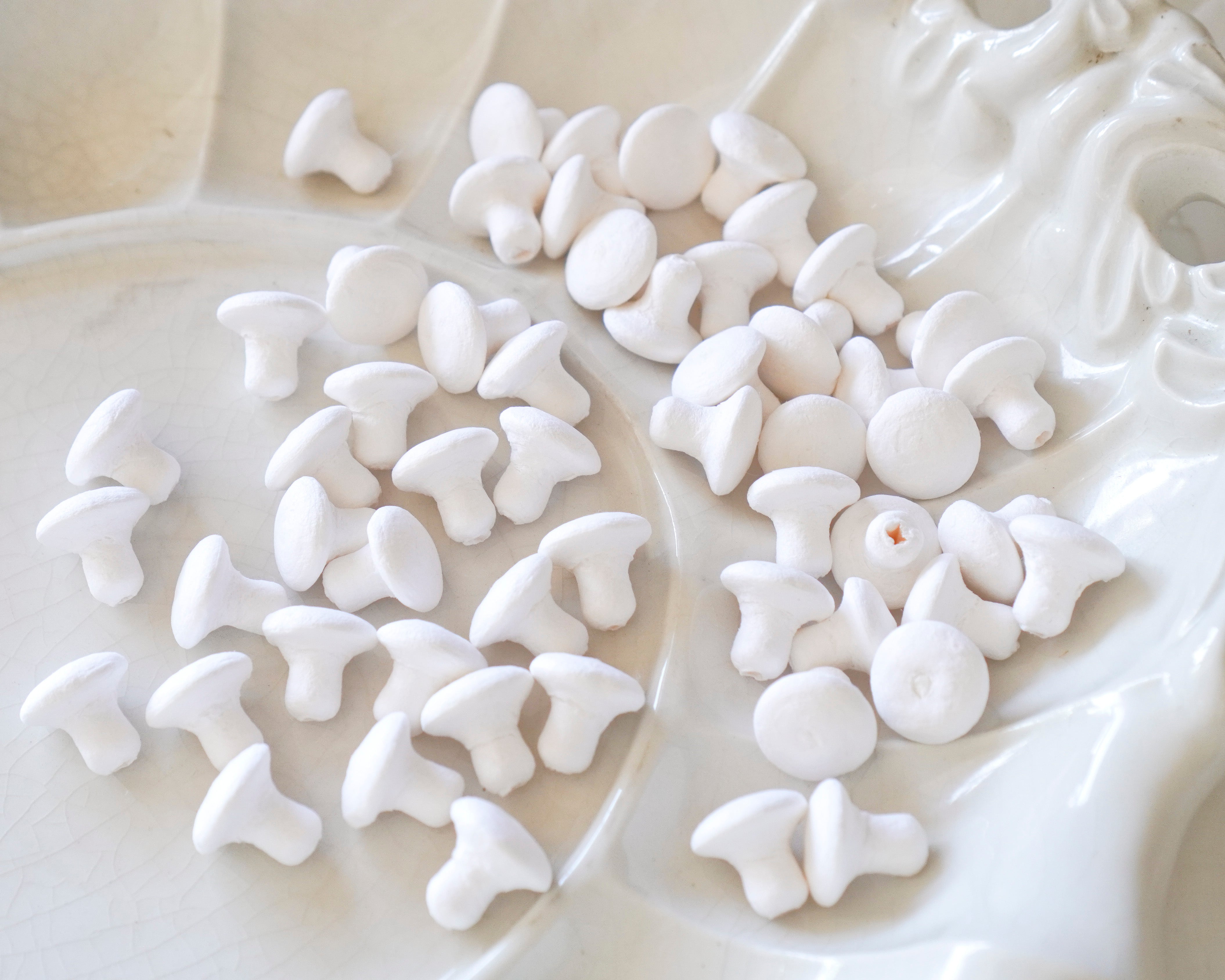 Small Craft Mushrooms - 14x16mm Spun Cotton Toadstools, 50 Pcs.