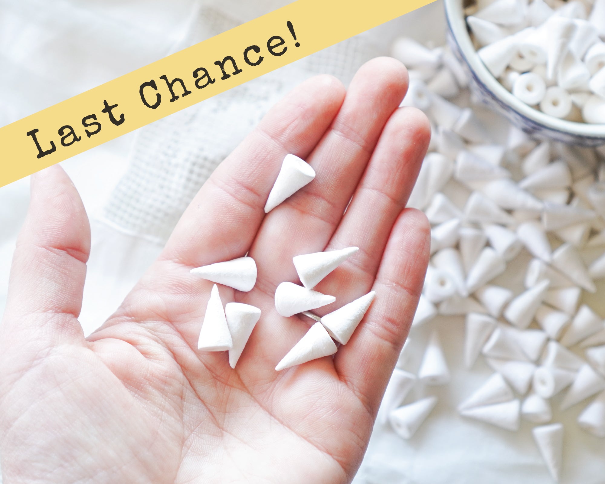 Mini Spun Cotton Cone Craft Shapes 16 x 10mm, 24 Pcs.