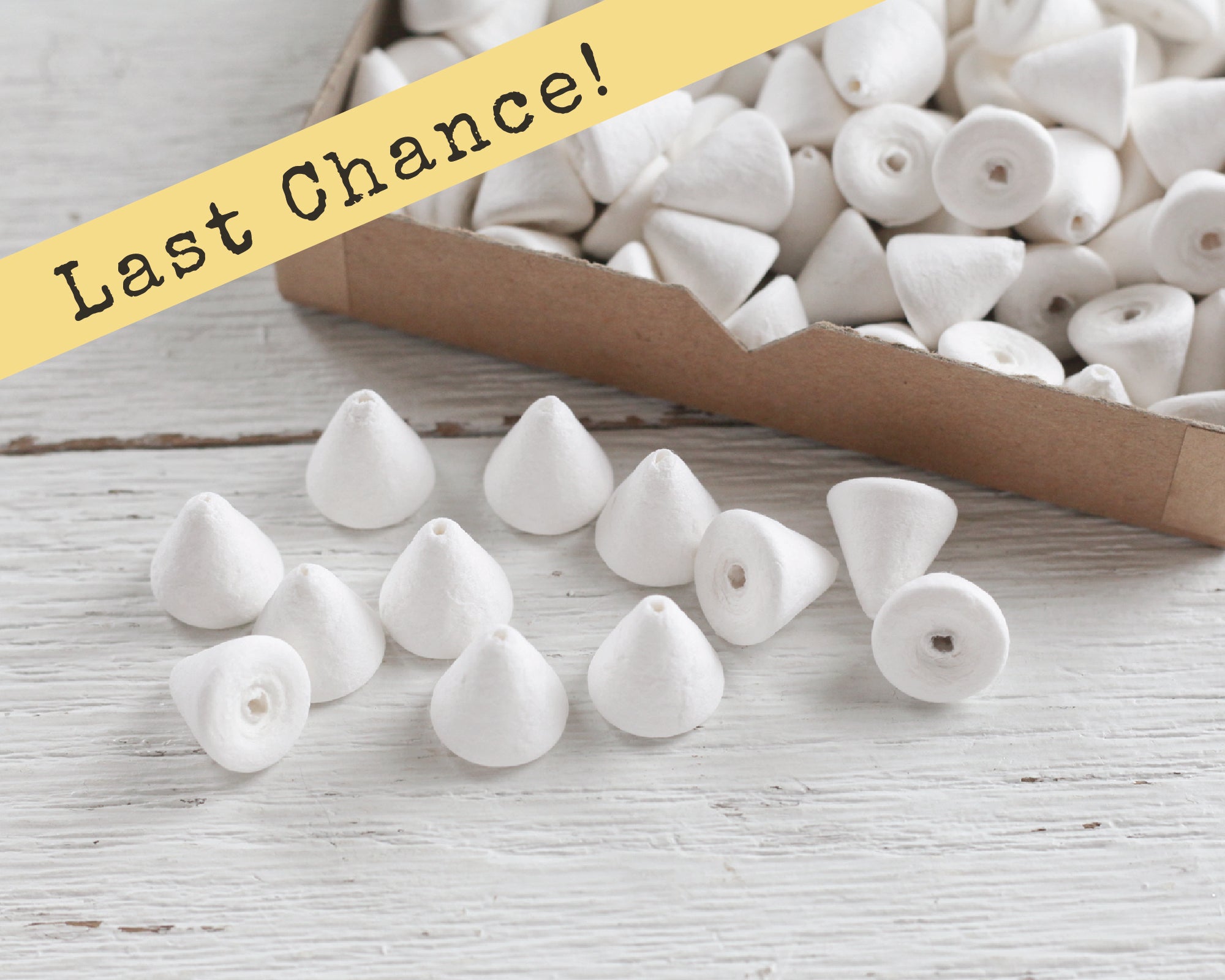 Small Spun Cotton Cones - 18mm Cone Craft Shapes, 12 Pcs.
