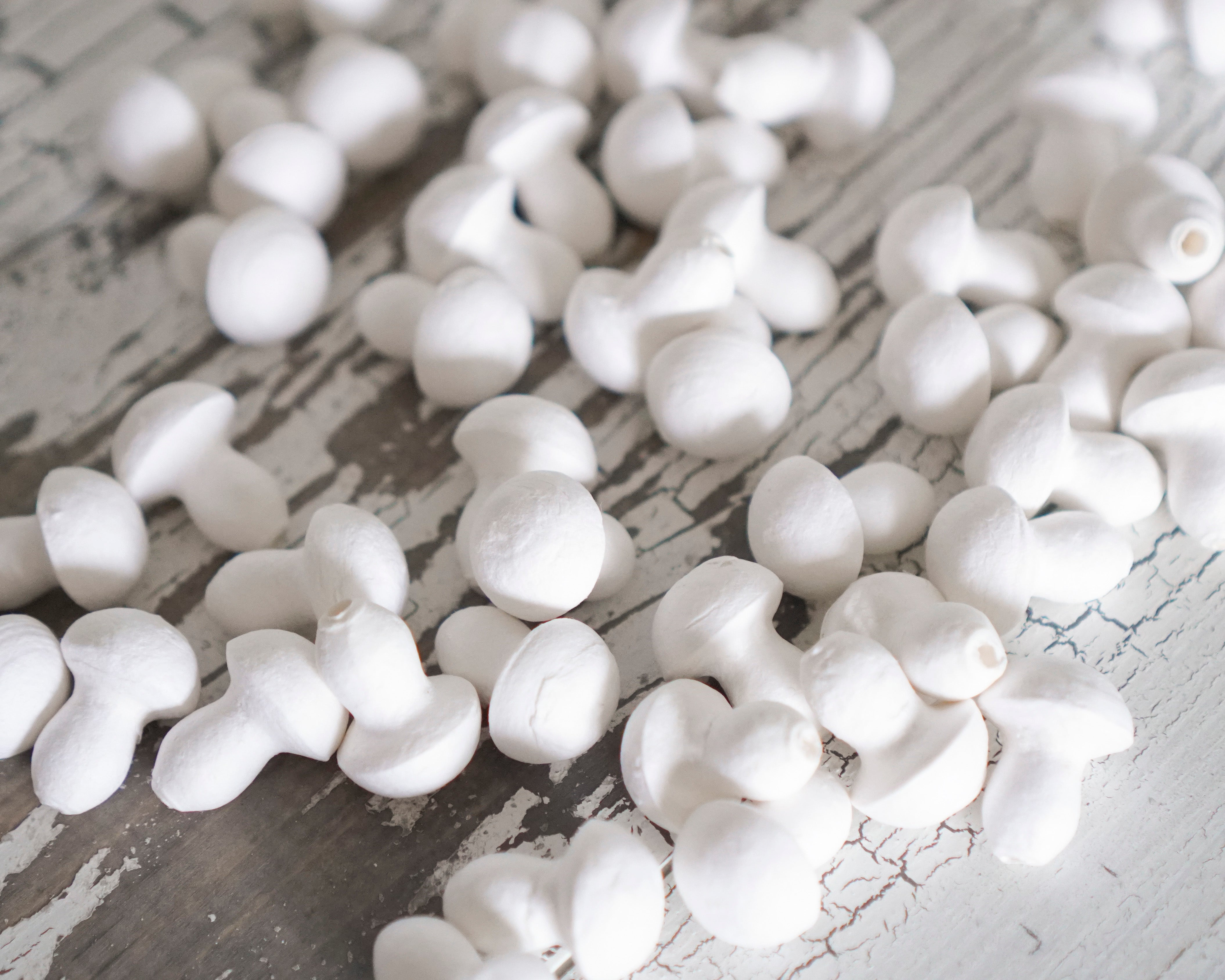 Small Button Mushrooms - 20 x 25mm Spun Cotton Craft Shapes, 50 Pcs.