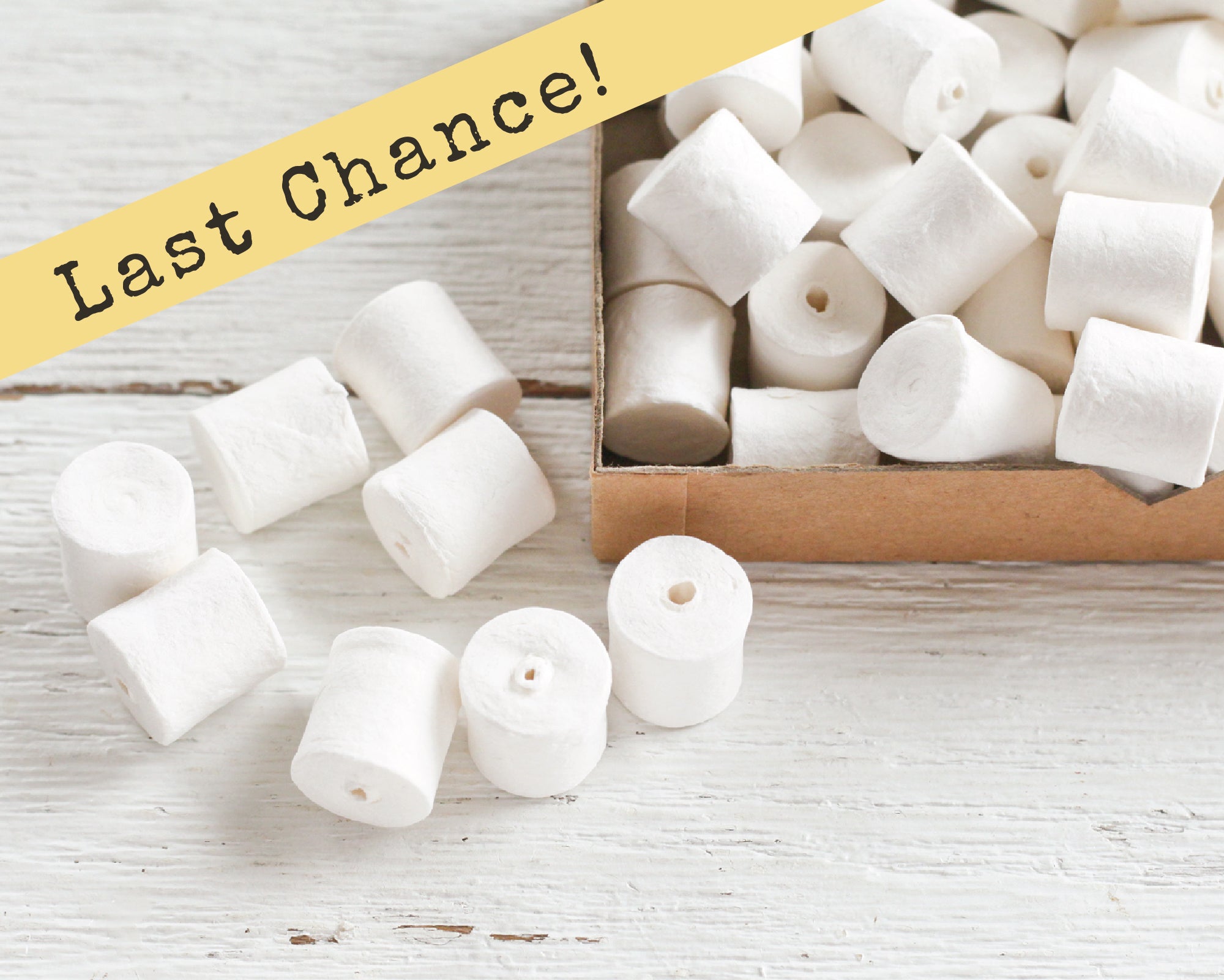 Spun Cotton Pegs - 20mm Miniature Cylinder / Drum Craft Shapes, 12 Pcs.