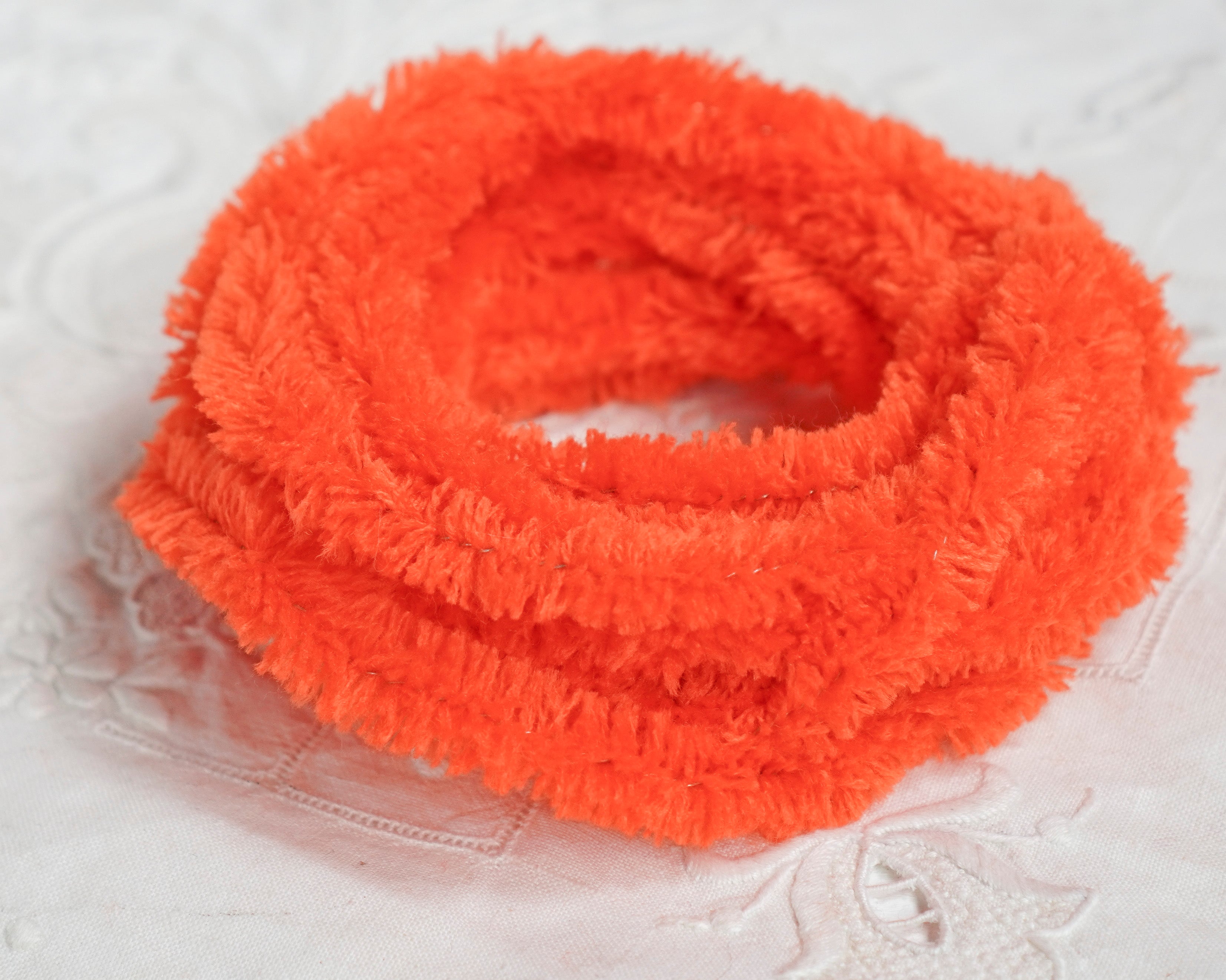 Wired Orange Yarn Trim - Fluffy Yarn Fur Craft Cord, 3 Yds.