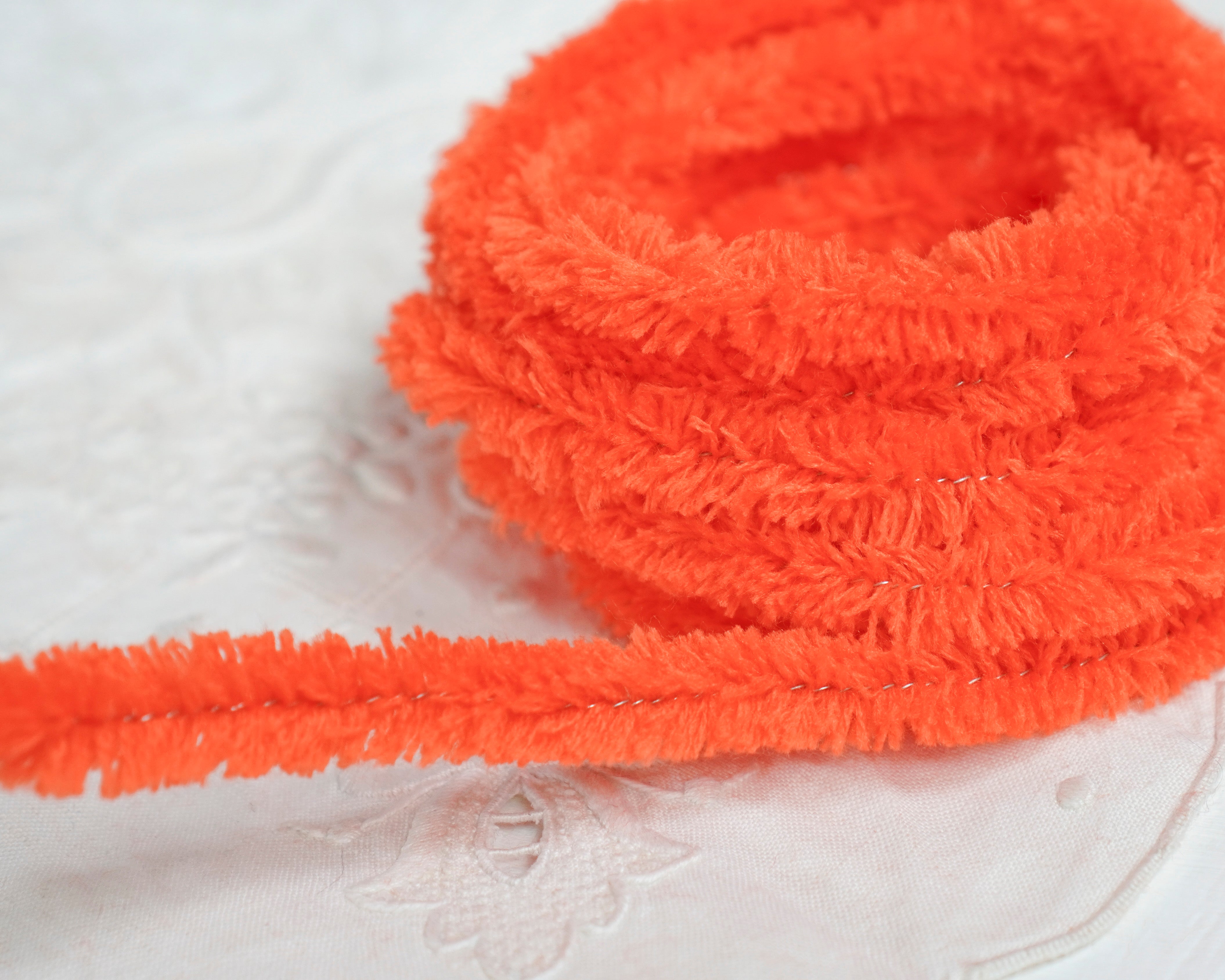 Wired Orange Yarn Trim - Fluffy Yarn Fur Craft Cord, 3 Yds.