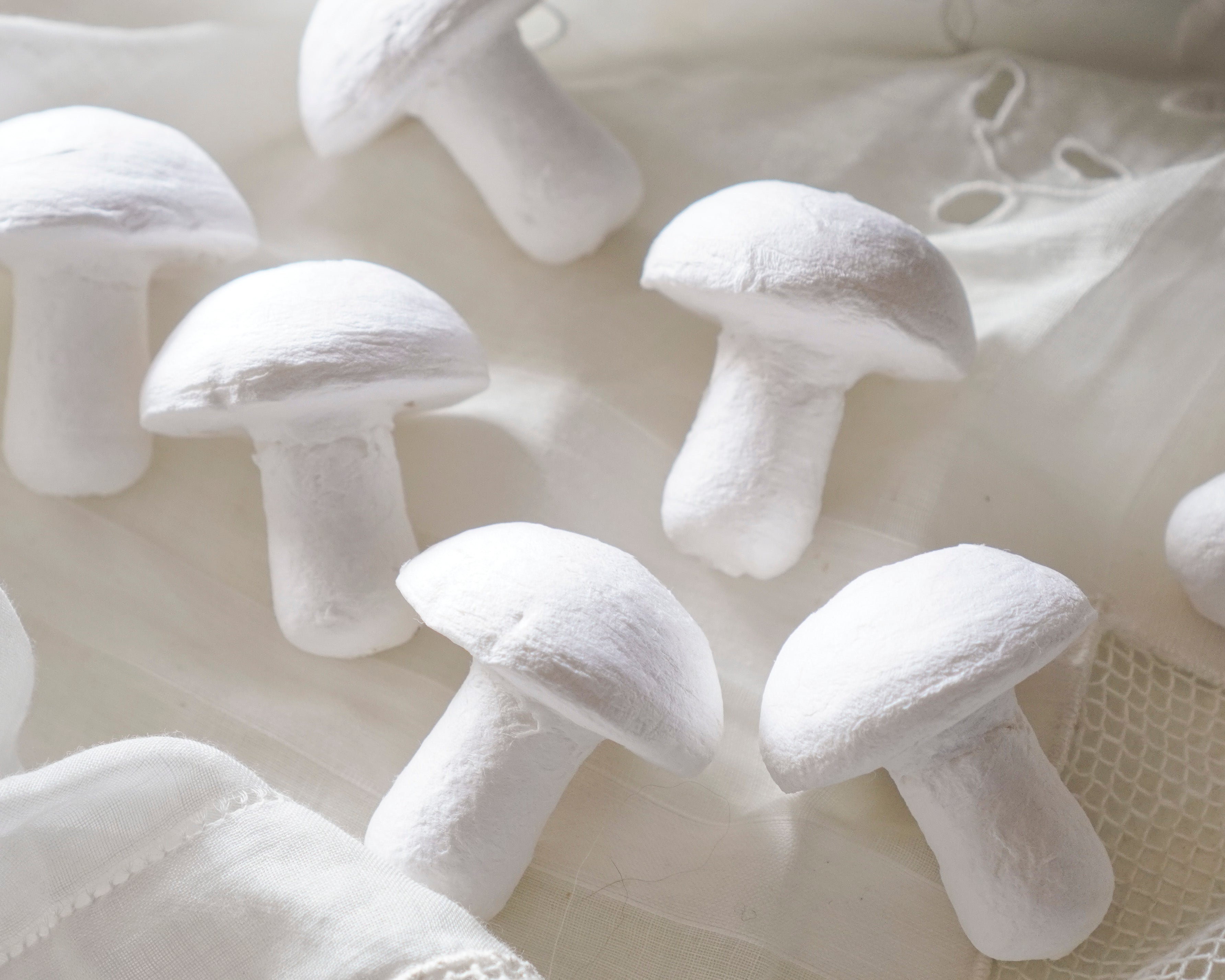 German Craft Mushrooms, 35x40mm Spun Cotton Toadstools, 20 Pcs.