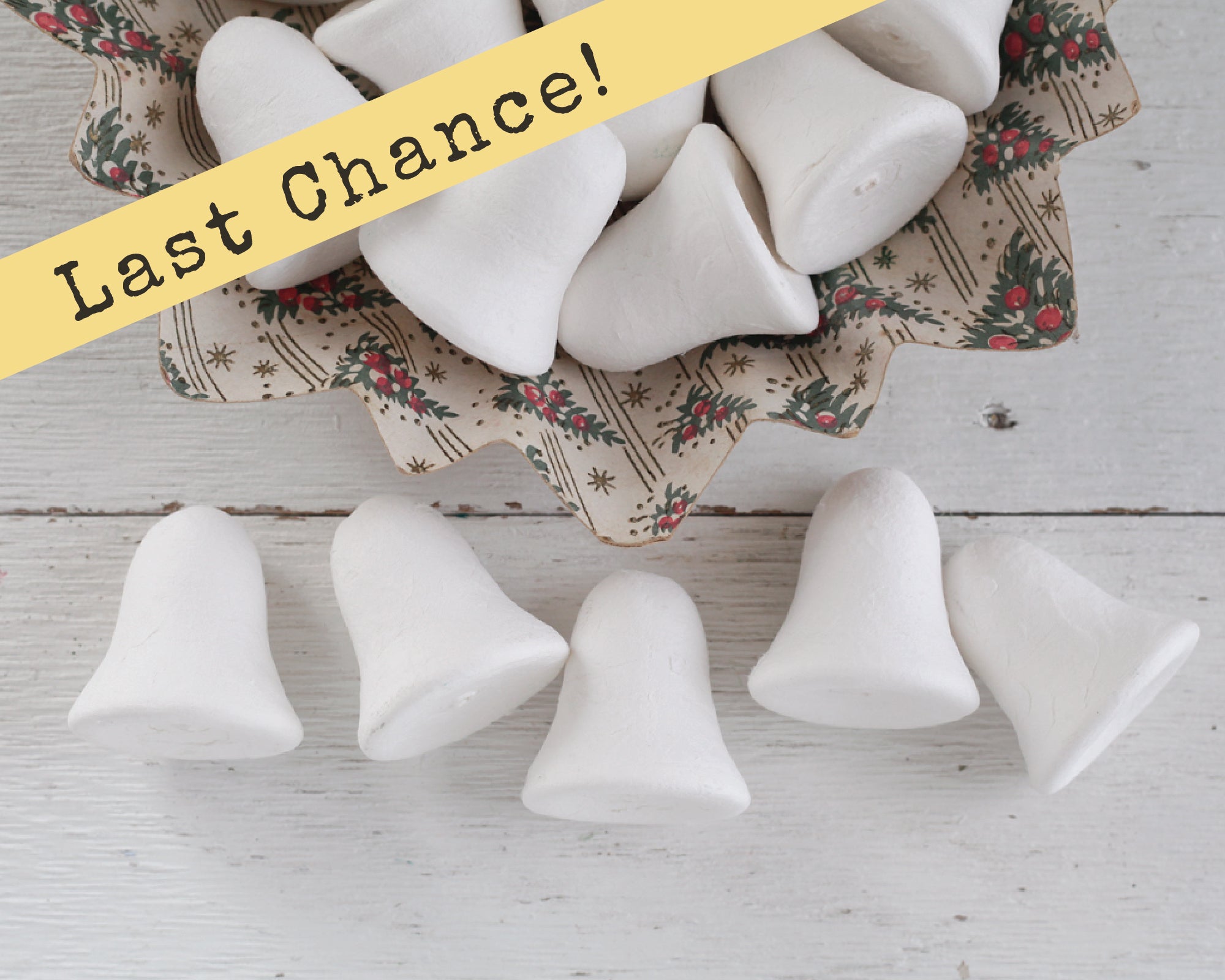 Spun Cotton Bell Ornament Blanks - 50mm Vintage-Style Craft Shapes, 12 Pcs.
