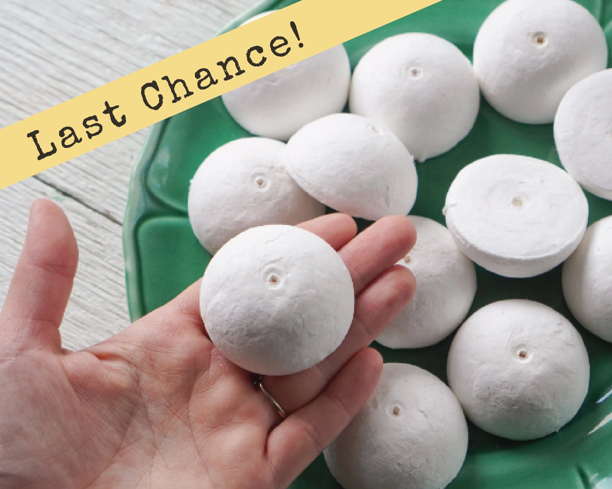 50mm Spun Cotton Hemisphere Half Balls, Mushroom Cap Craft Shapes, 12 Pcs.
