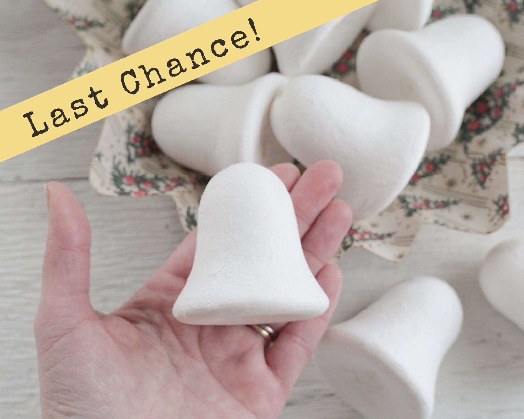 Spun Cotton Bell Ornament Blanks - 60mm Vintage-Style Craft Shapes, 8 Pcs.