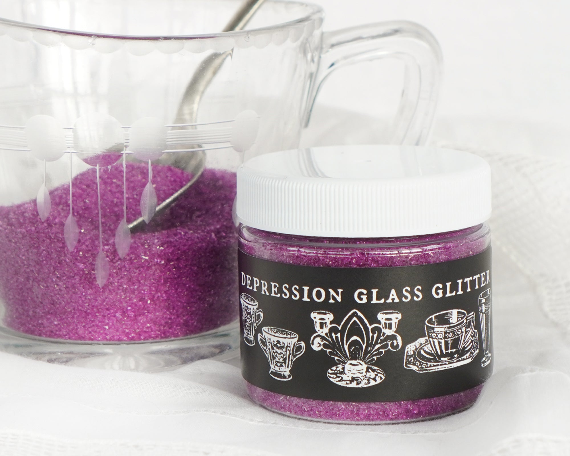 Depression Glass Glitter, Plum Purple