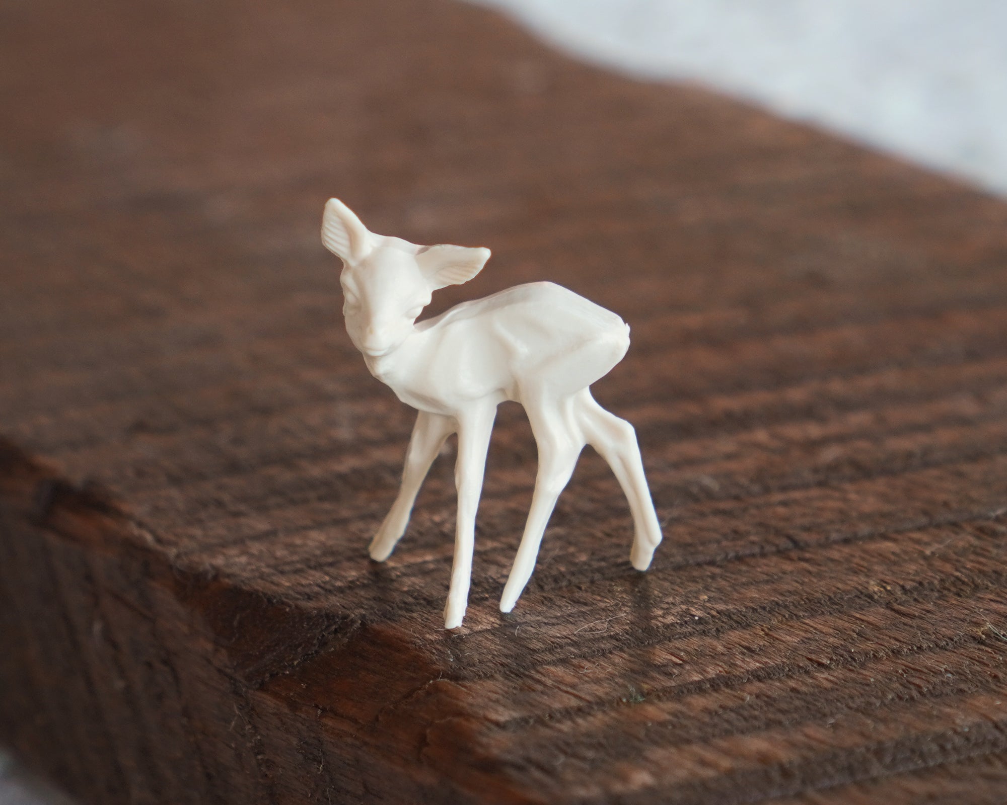 Miniature Plastic Deer - One Dozen Tiny Cream German Craft Figurines