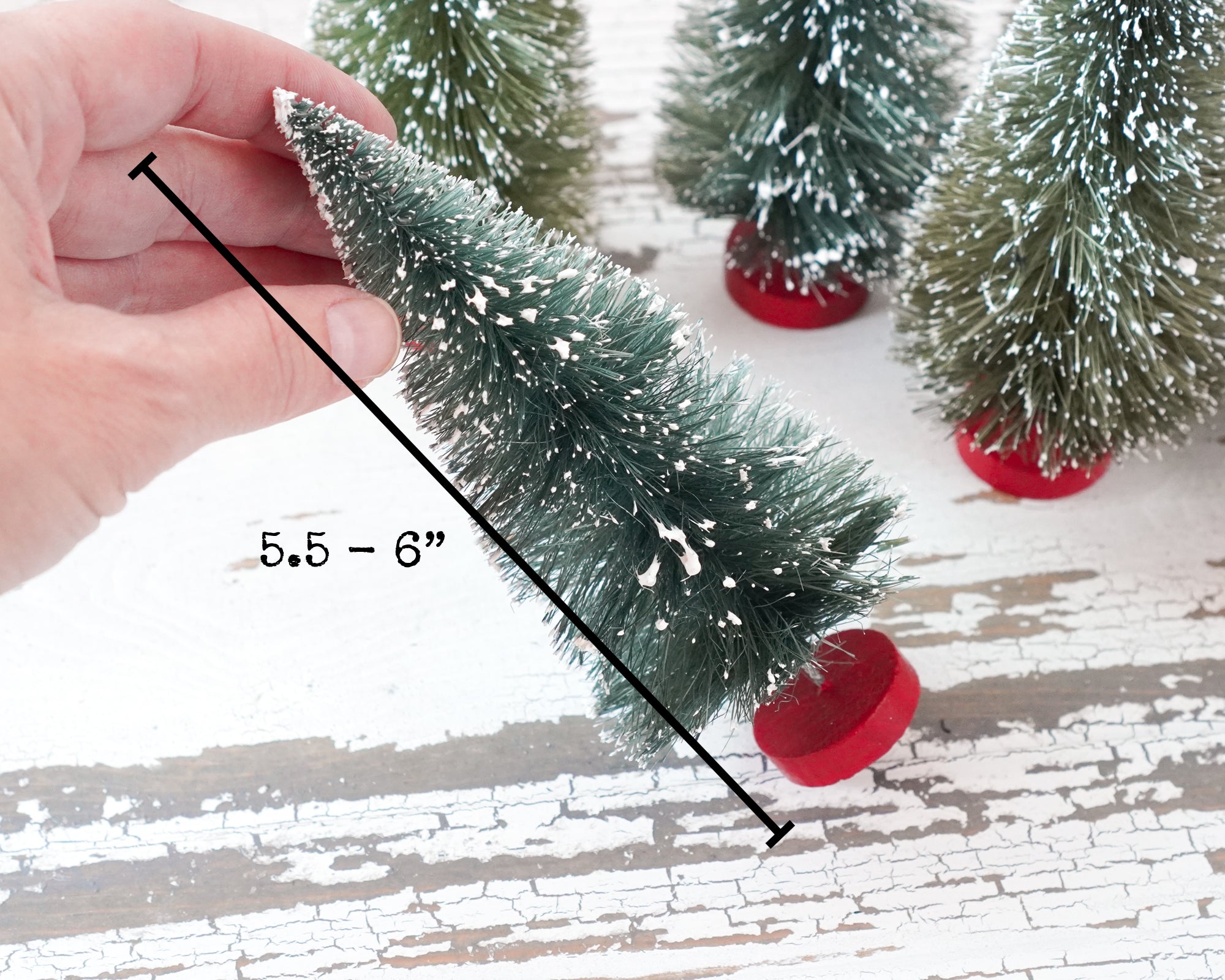 Bottle Brush Tree Forest - 5.5-6 Inch Antique Style Frosted Sisal Christmas Trees, 8 Pcs.