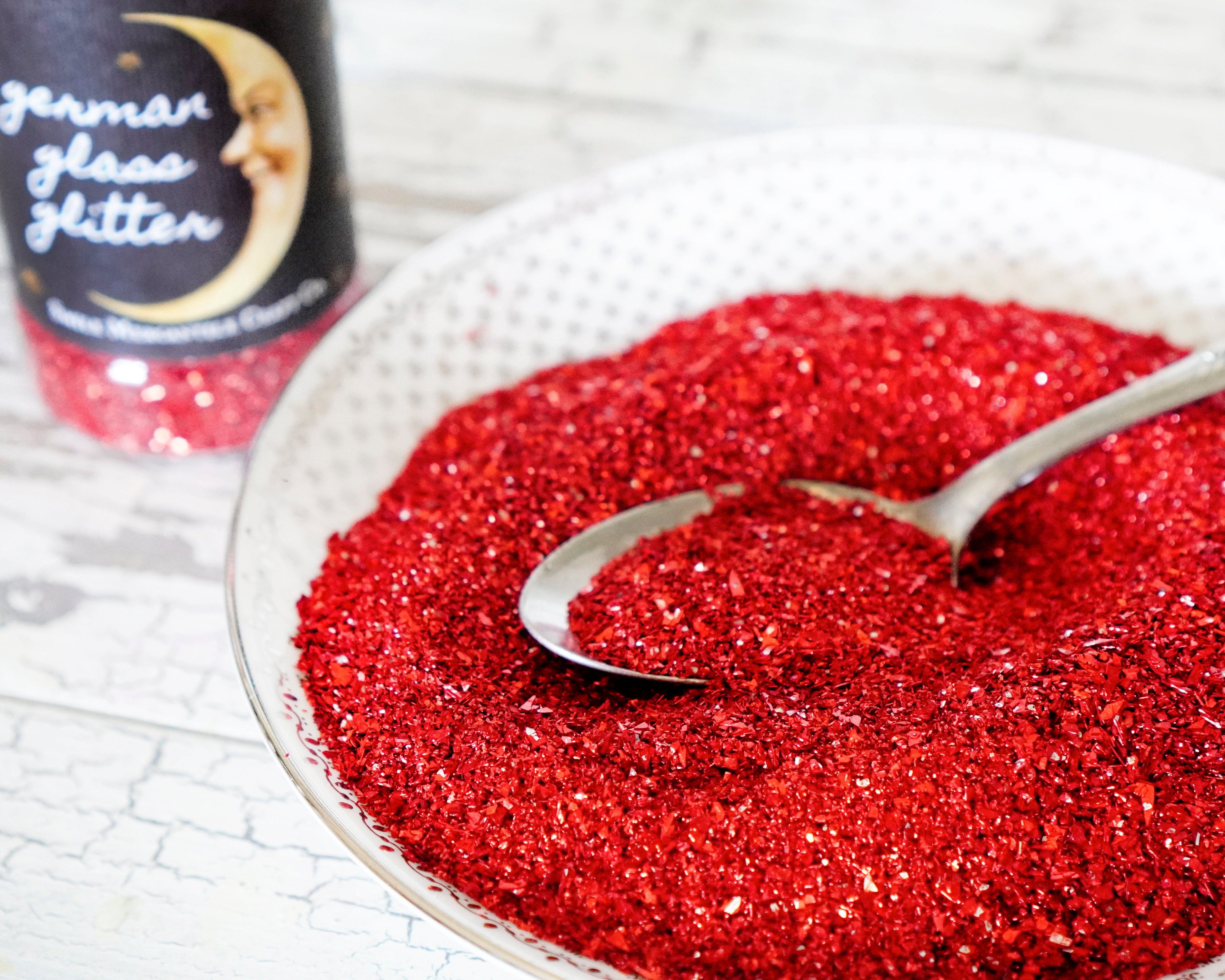 German Glass Glitter - Mixed Grain, Festive Christmas Red