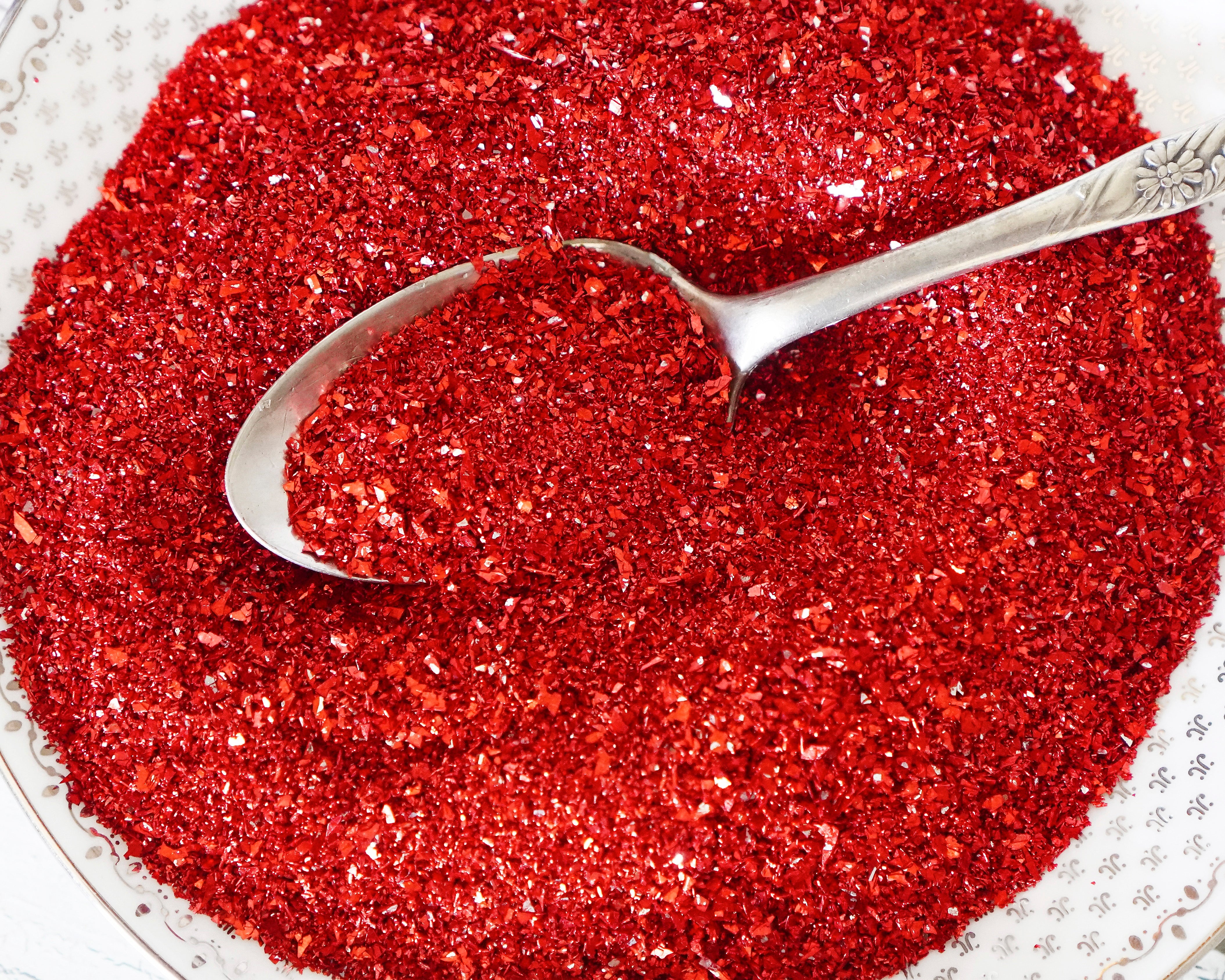 German Glass Glitter - Mixed Grain, Festive Christmas Red