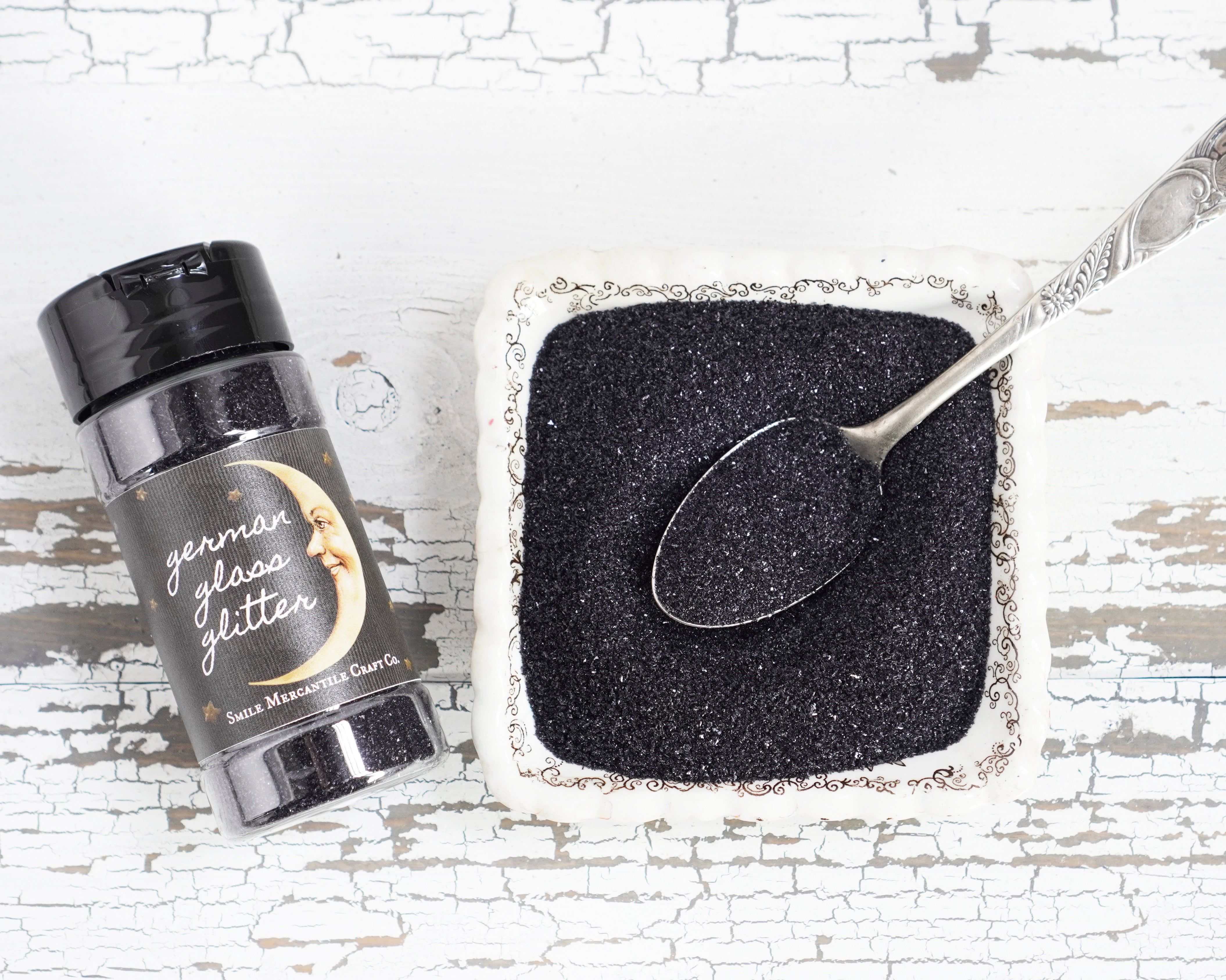 Fine Grain German Glass Glitter, Onyx Black