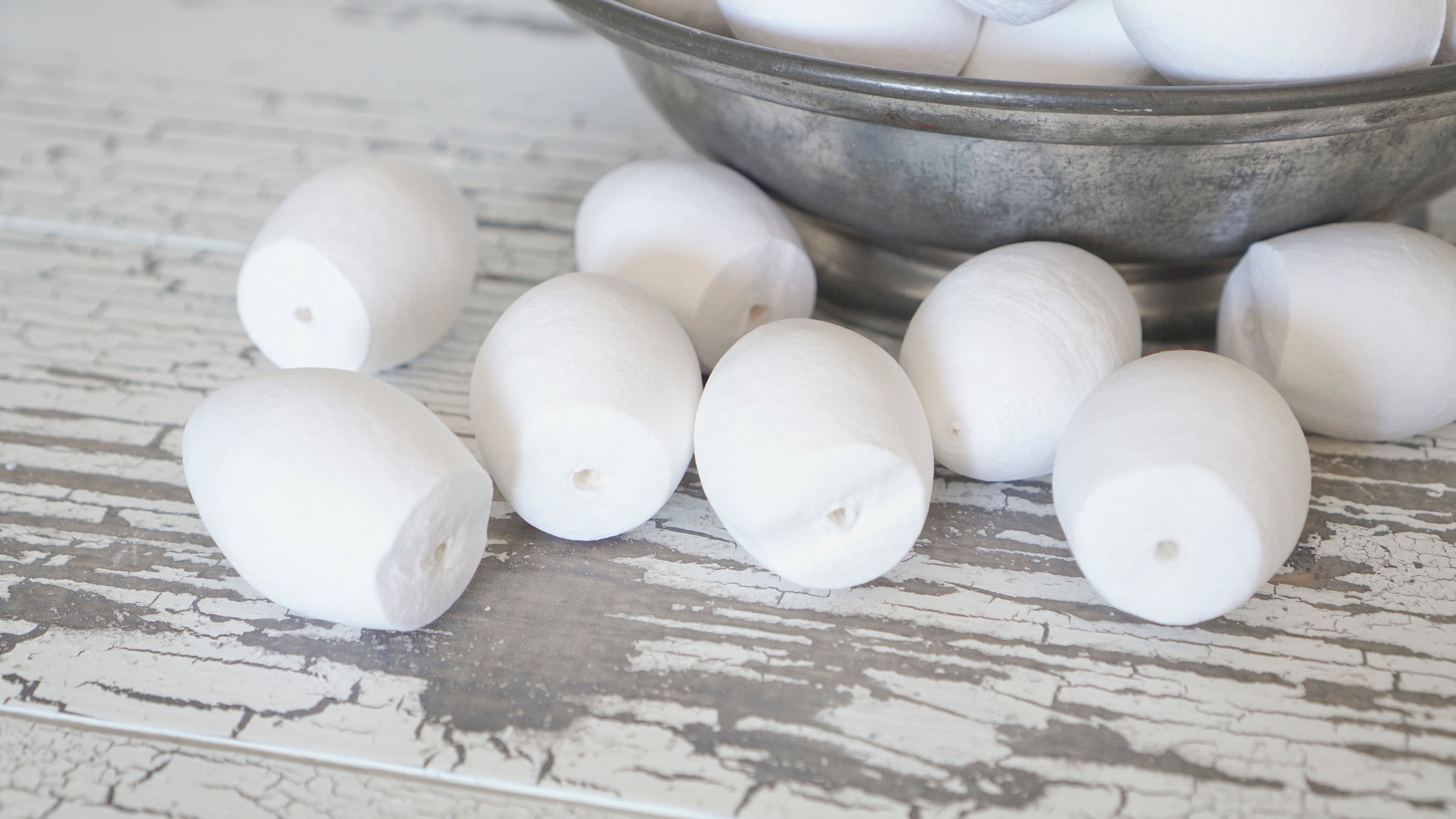 Spun Cotton Flat End Bulbs - 48mm Vintage-Style Craft Shapes, 12 Pcs.