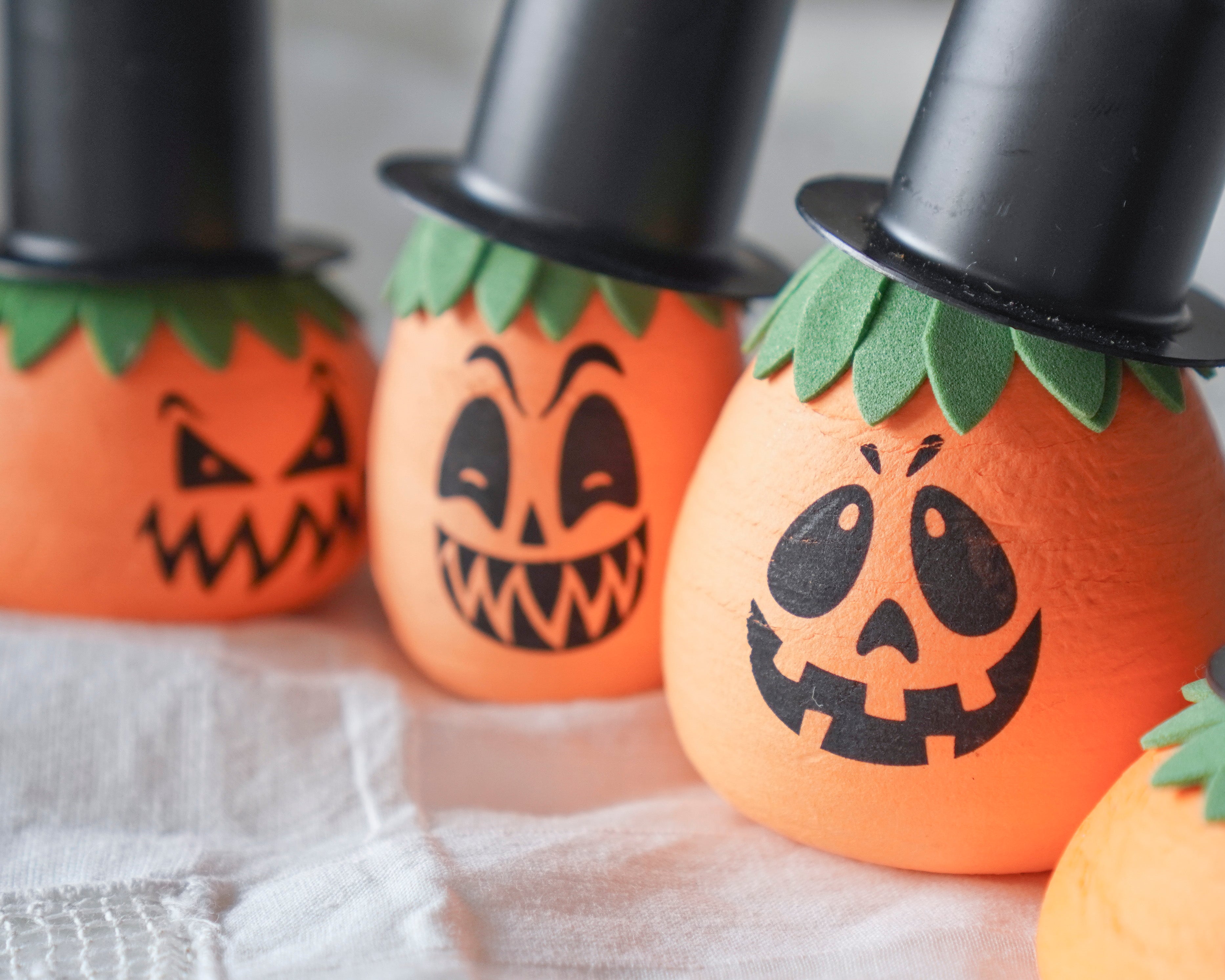 Gourd Heads - Czech Spun Cotton Halloween Pumpkins, 5 Pcs.