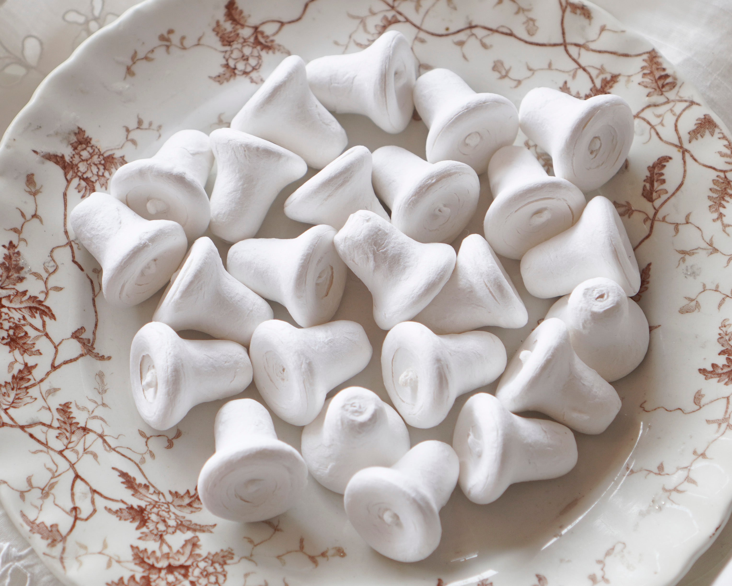 German Spun Cotton Bells - 25mm Vintage-Style Craft Shapes, 24 Pcs.