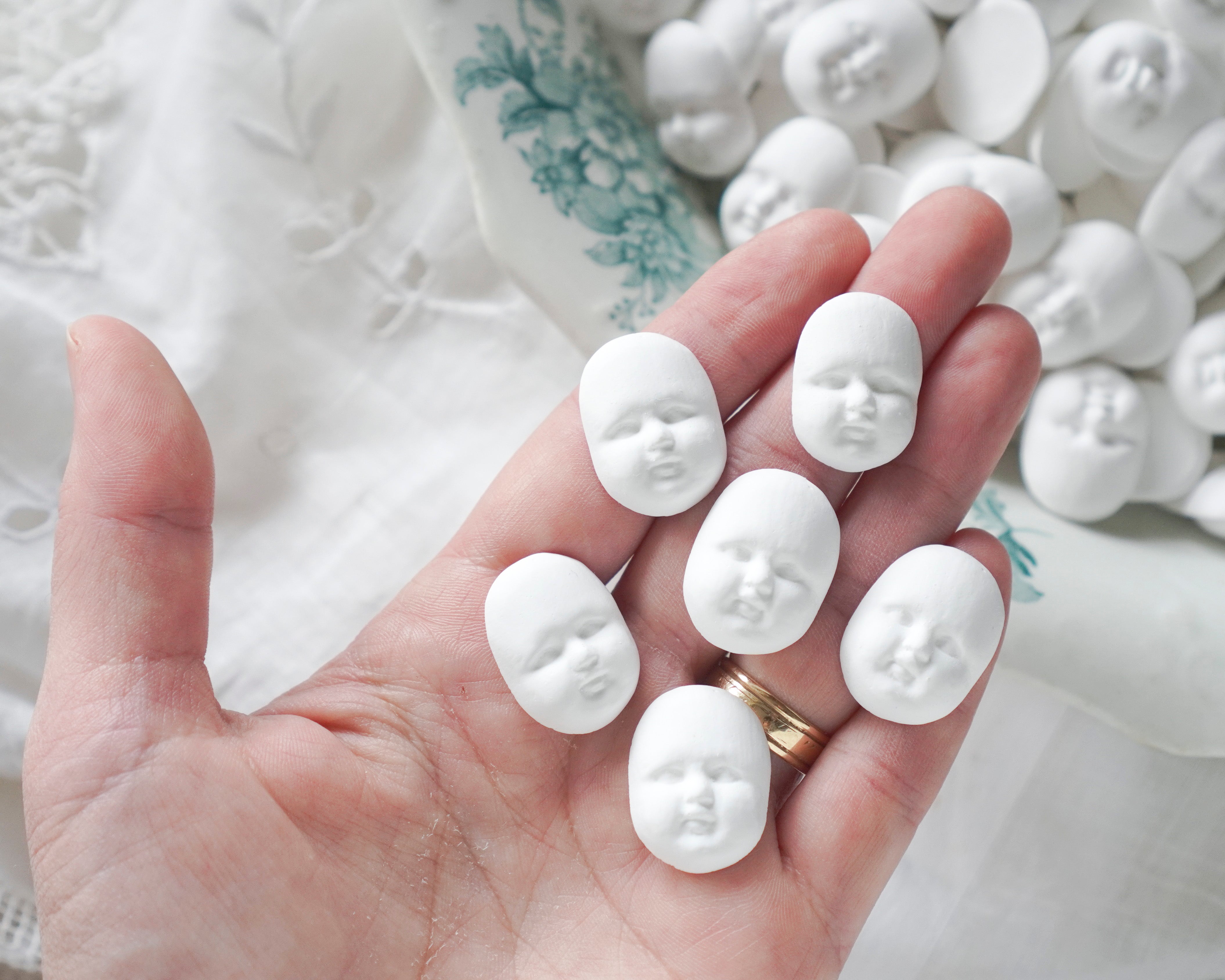 Unfinished Flat Back Doll Faces, 6 Pcs.