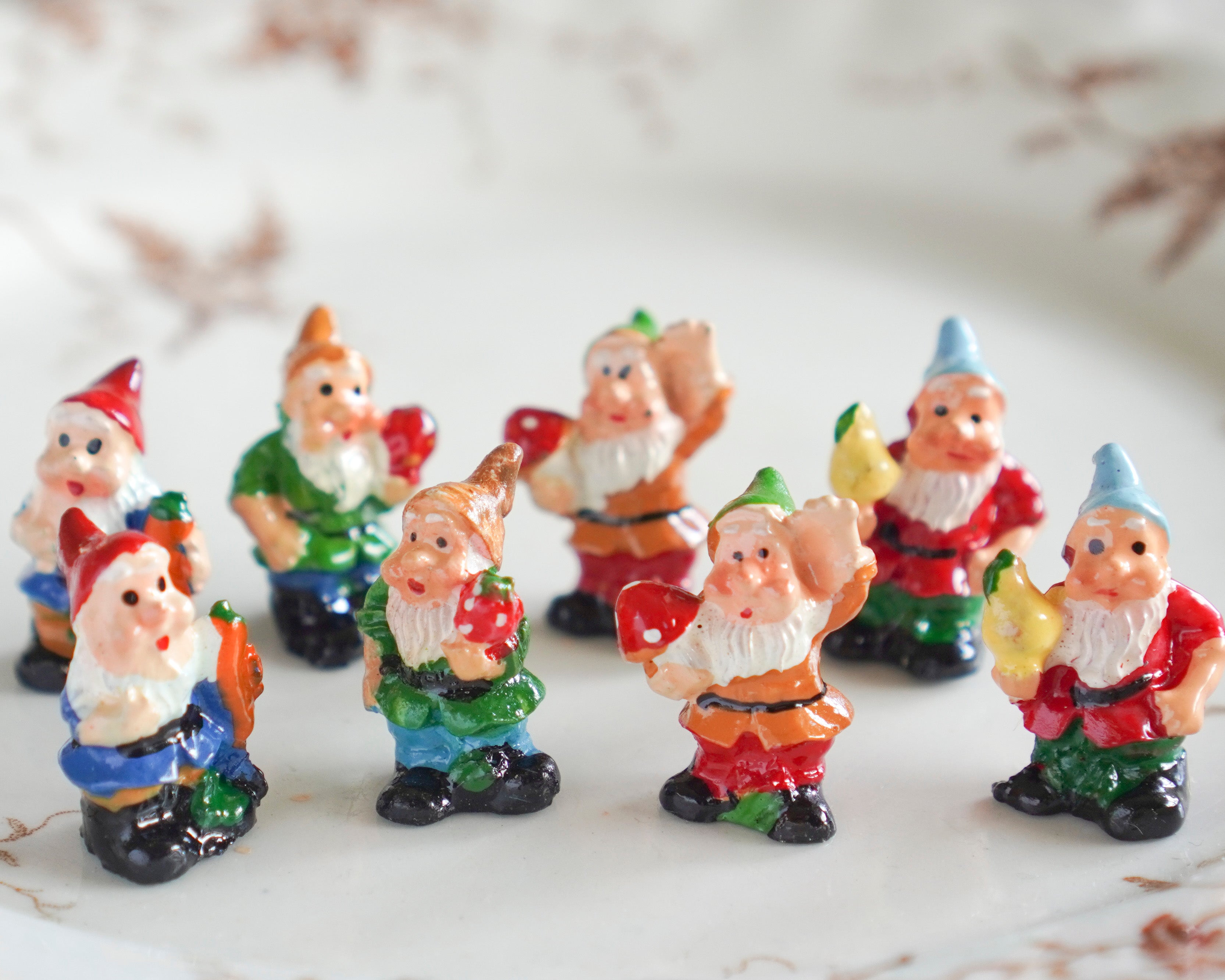Tiny Garden Gnomes - Miniature Resin Figurines, 8 Pcs.
