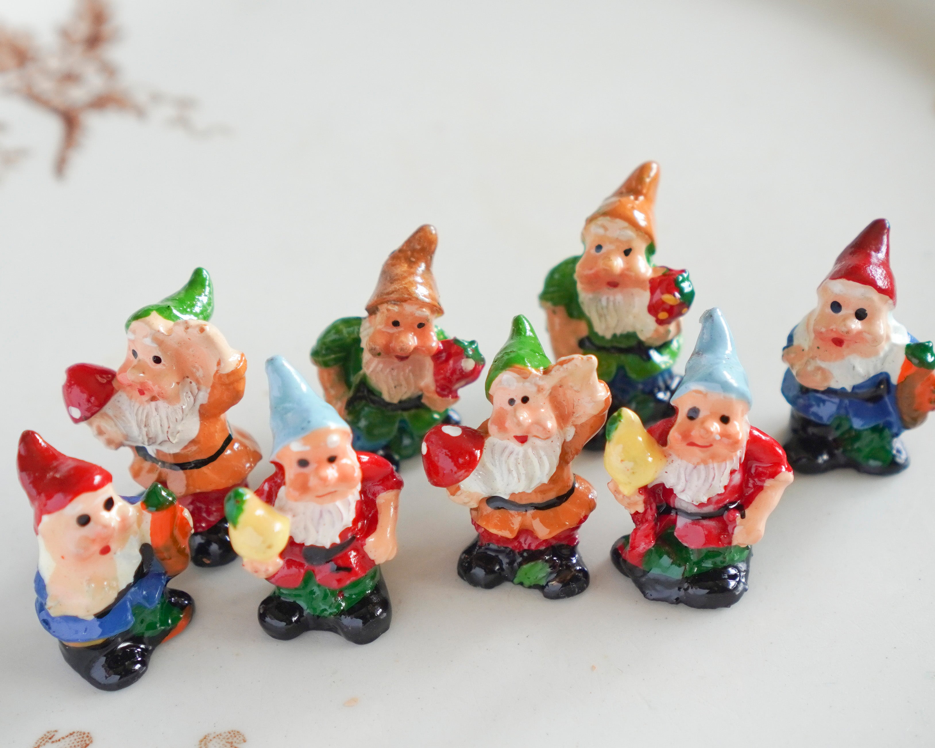 Tiny Garden Gnomes - Miniature Resin Figurines, 8 Pcs.
