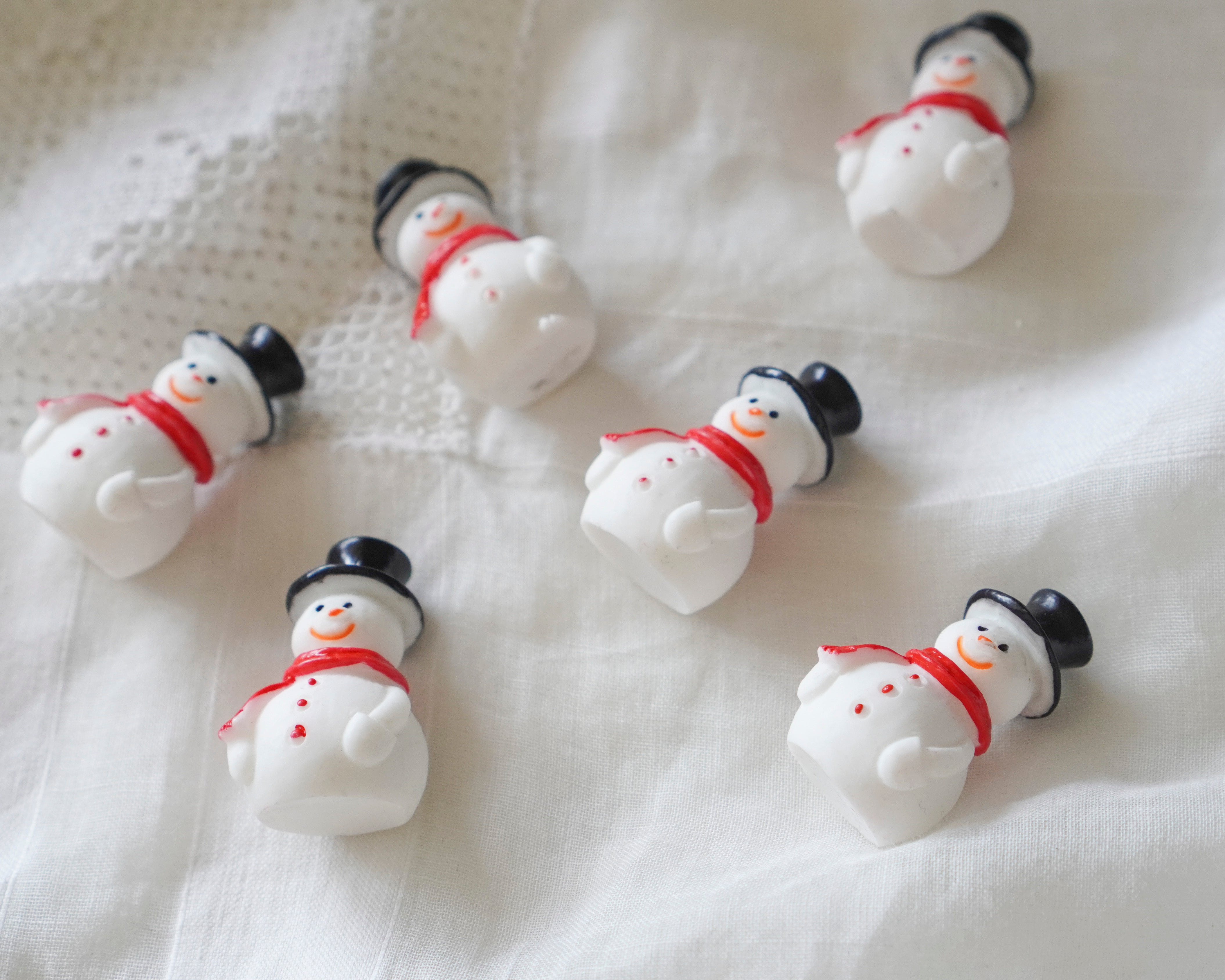Tiny Resin Snowmen - Miniature Snowman Christmas Craft Figurines, 6 Pcs.
