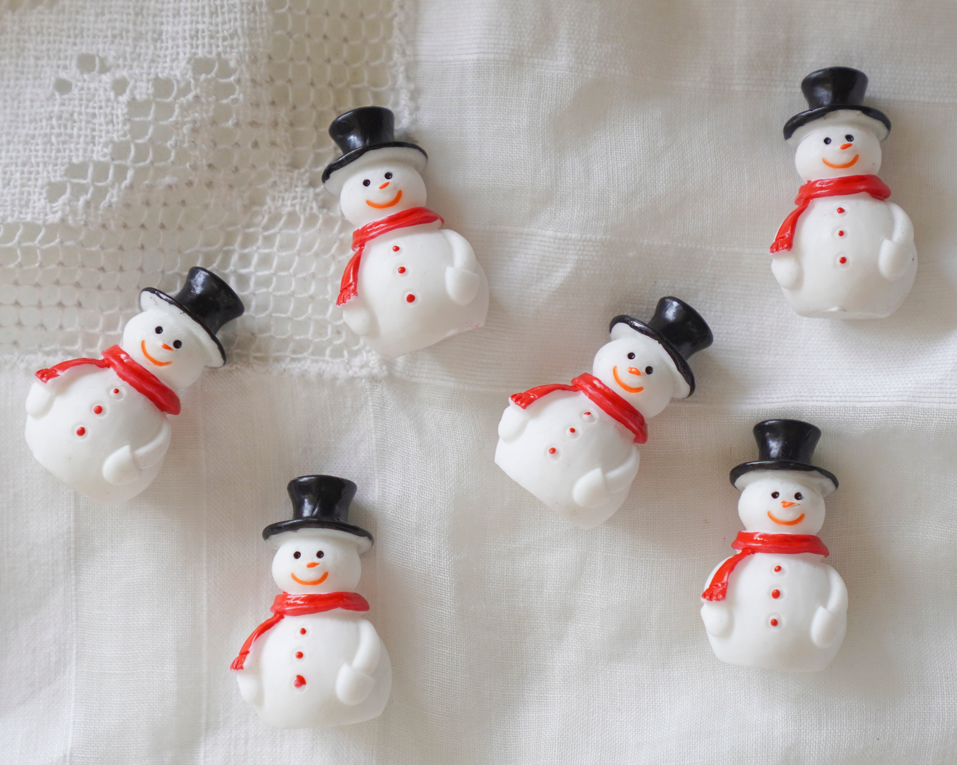 Tiny Resin Snowmen - Miniature Snowman Christmas Craft Figurines, 6 Pcs.
