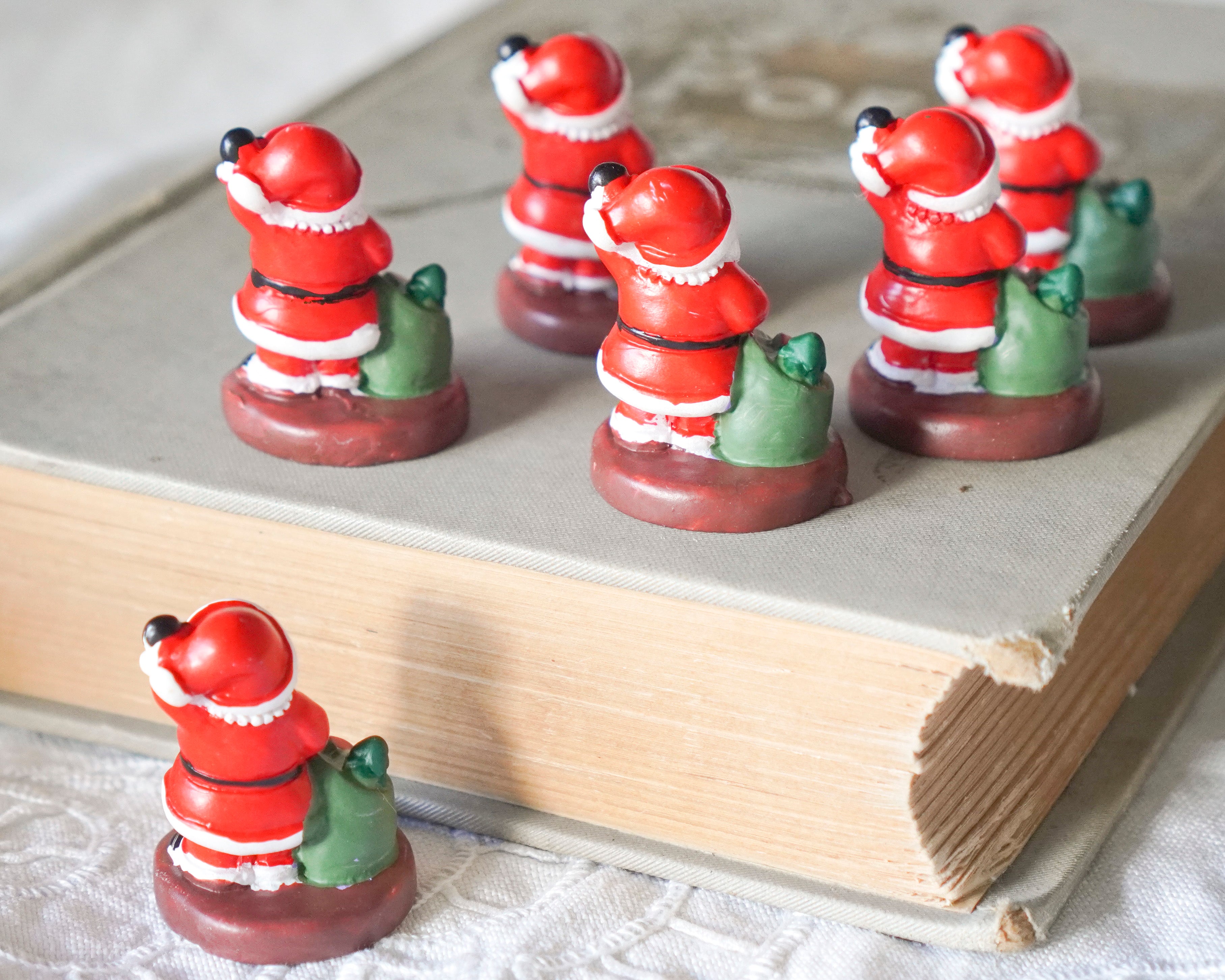 Miniature Resin Christmas Figurines - Santa Claus with Sack, 6 Pcs.