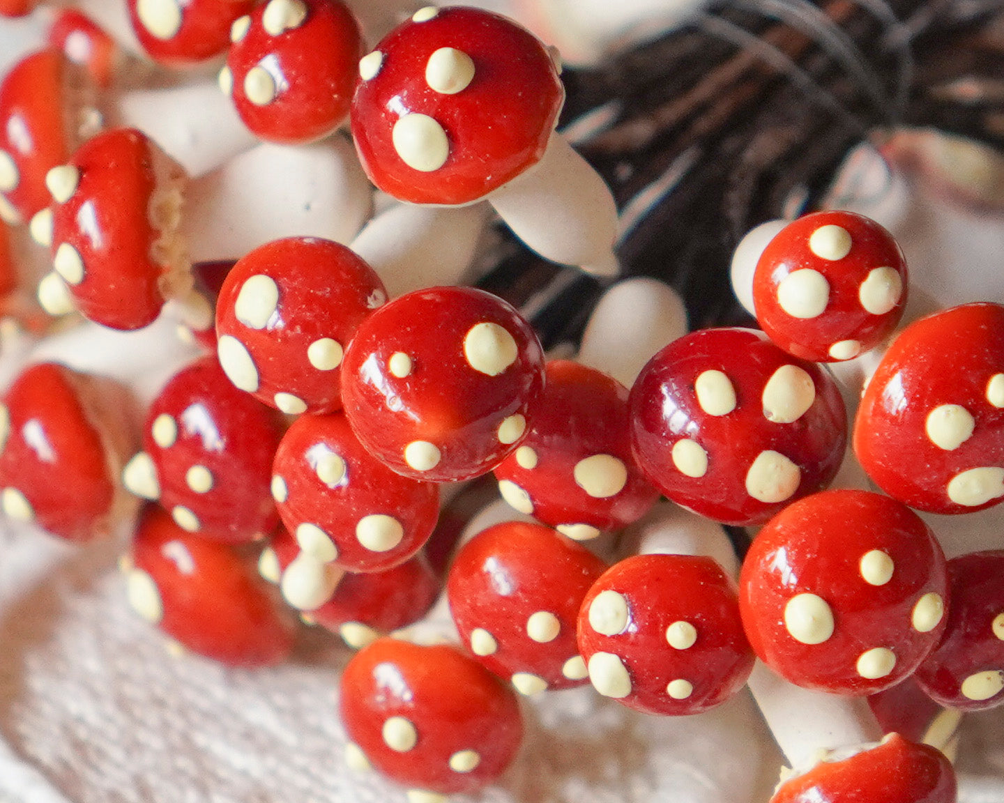 Miniature Autumn Mushrooms - 36 Double-Ended Tiny Plaster Mushroom Stems
