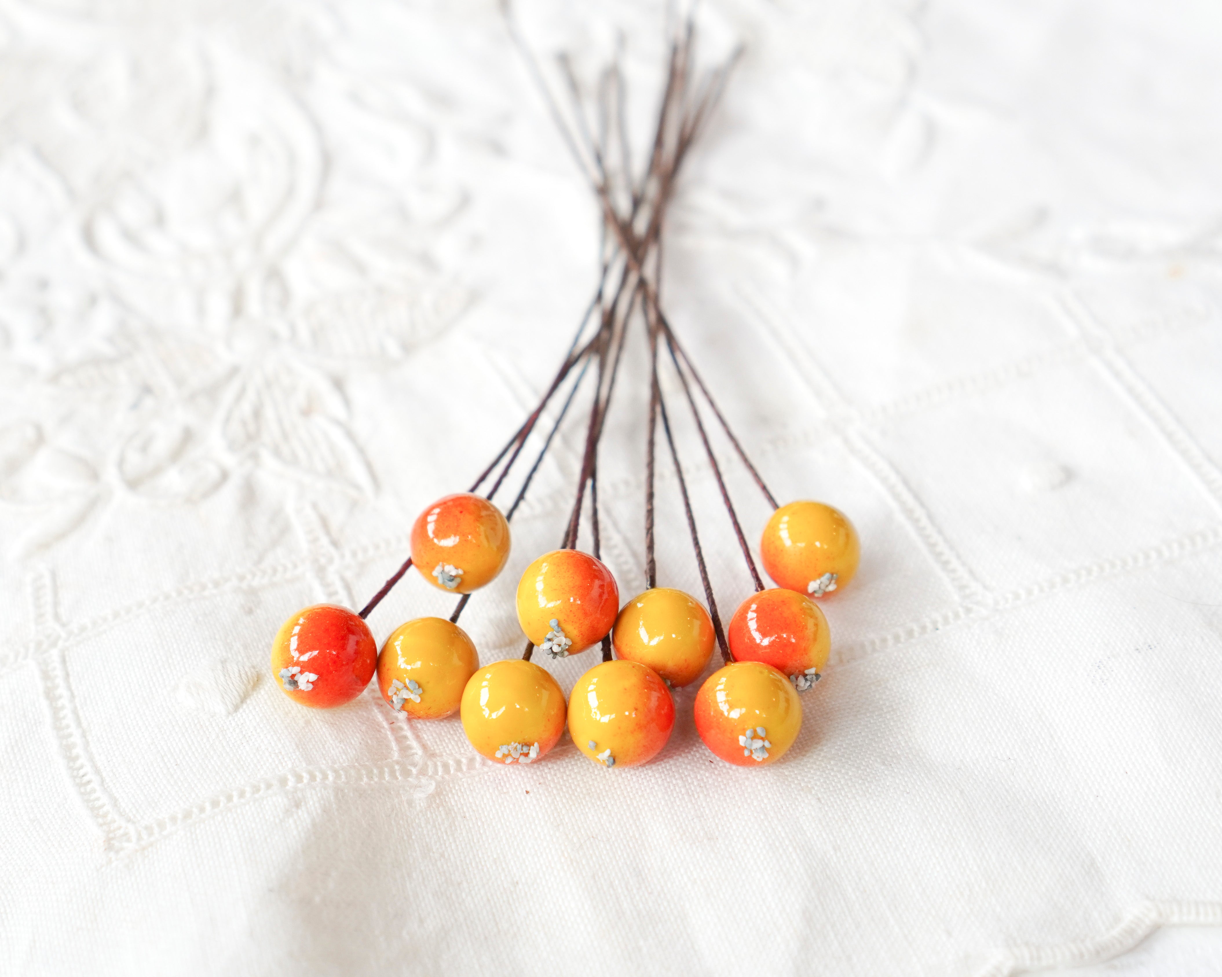 Harvest Berries - Mini Spun Cotton Berry Picks, 10 Pcs.