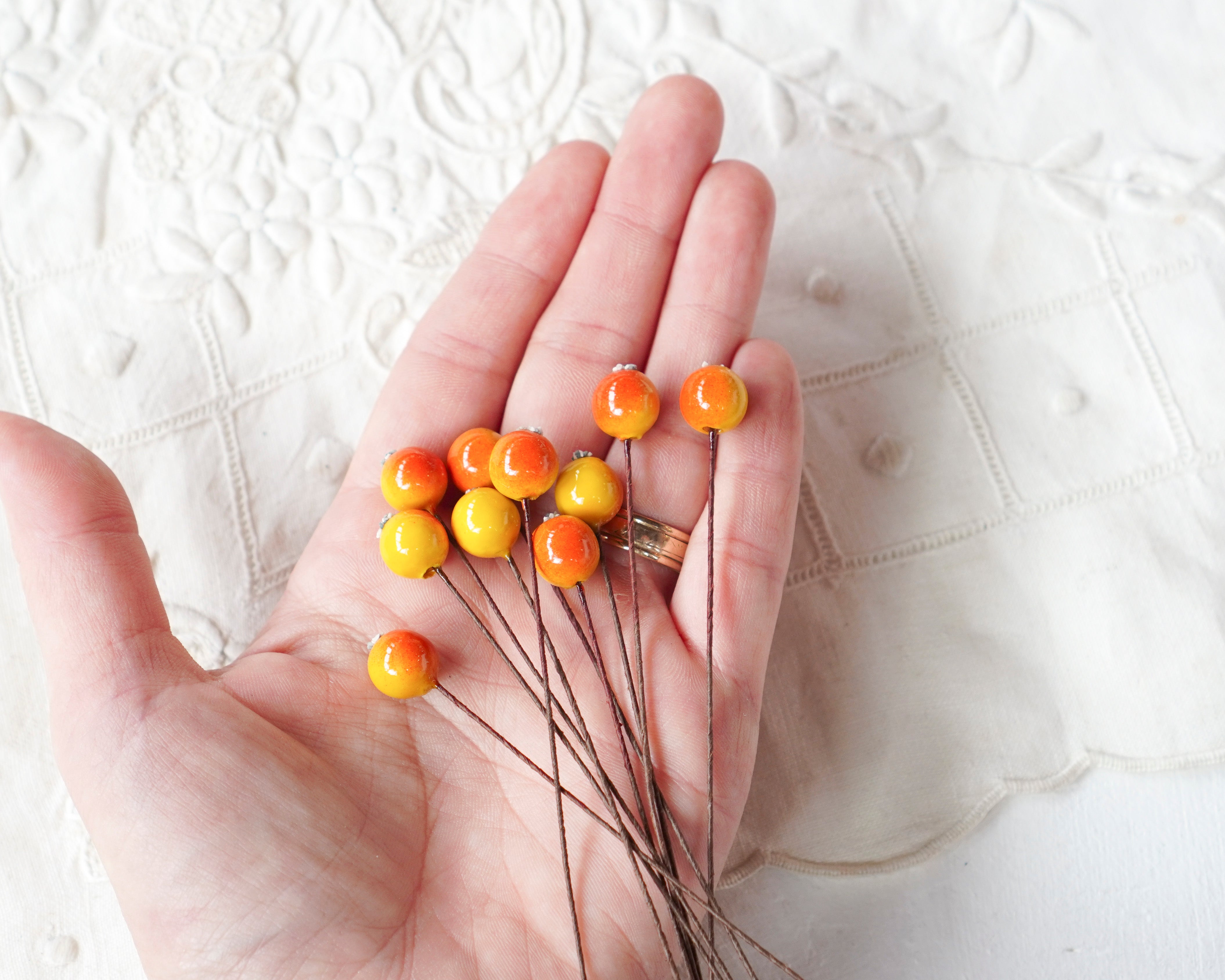 Harvest Berries - Mini Spun Cotton Berry Picks, 10 Pcs.