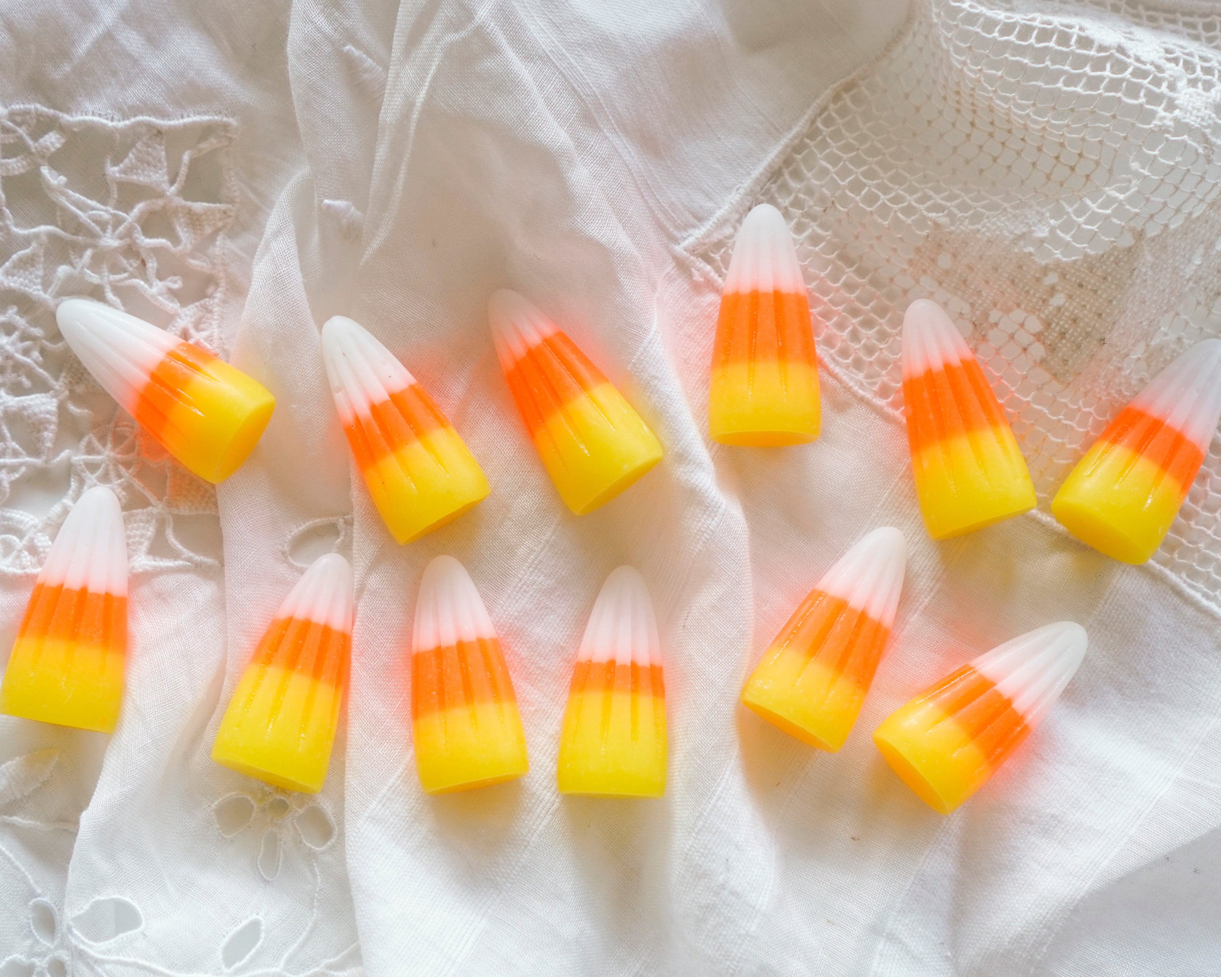 Faux Candy Corn - Resin Halloween Craft Embellishments, 12 Pcs.