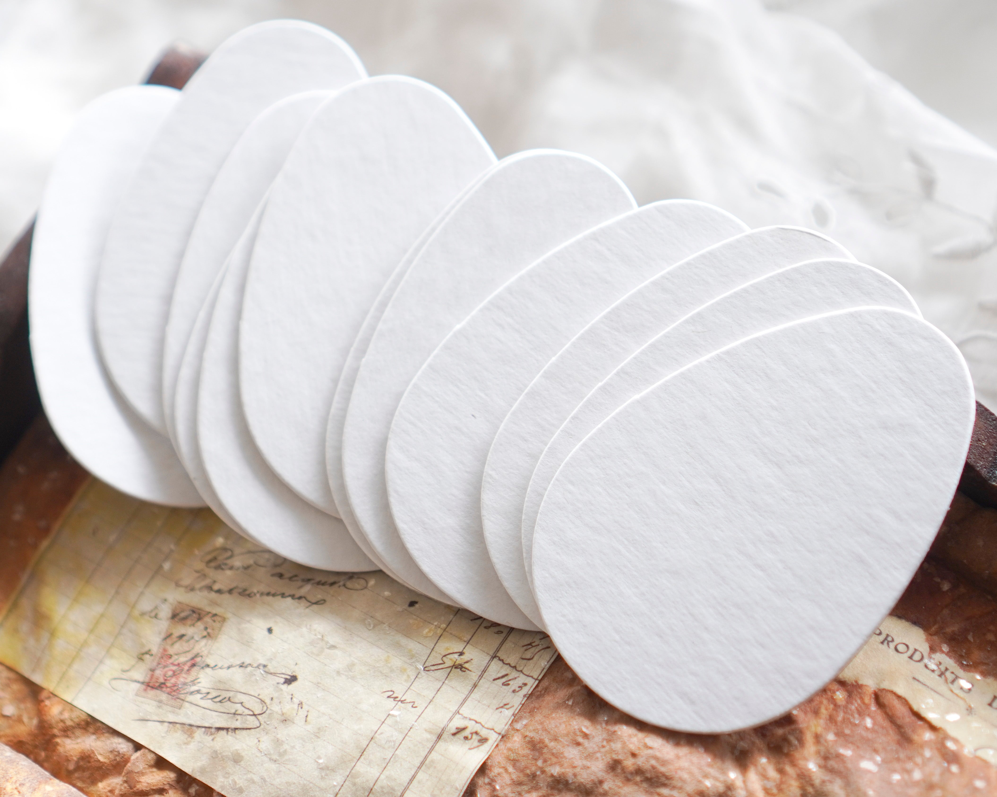Chipboard Craft Eggs - Die Cut White Cardboard Egg Shapes, 12 Pcs.