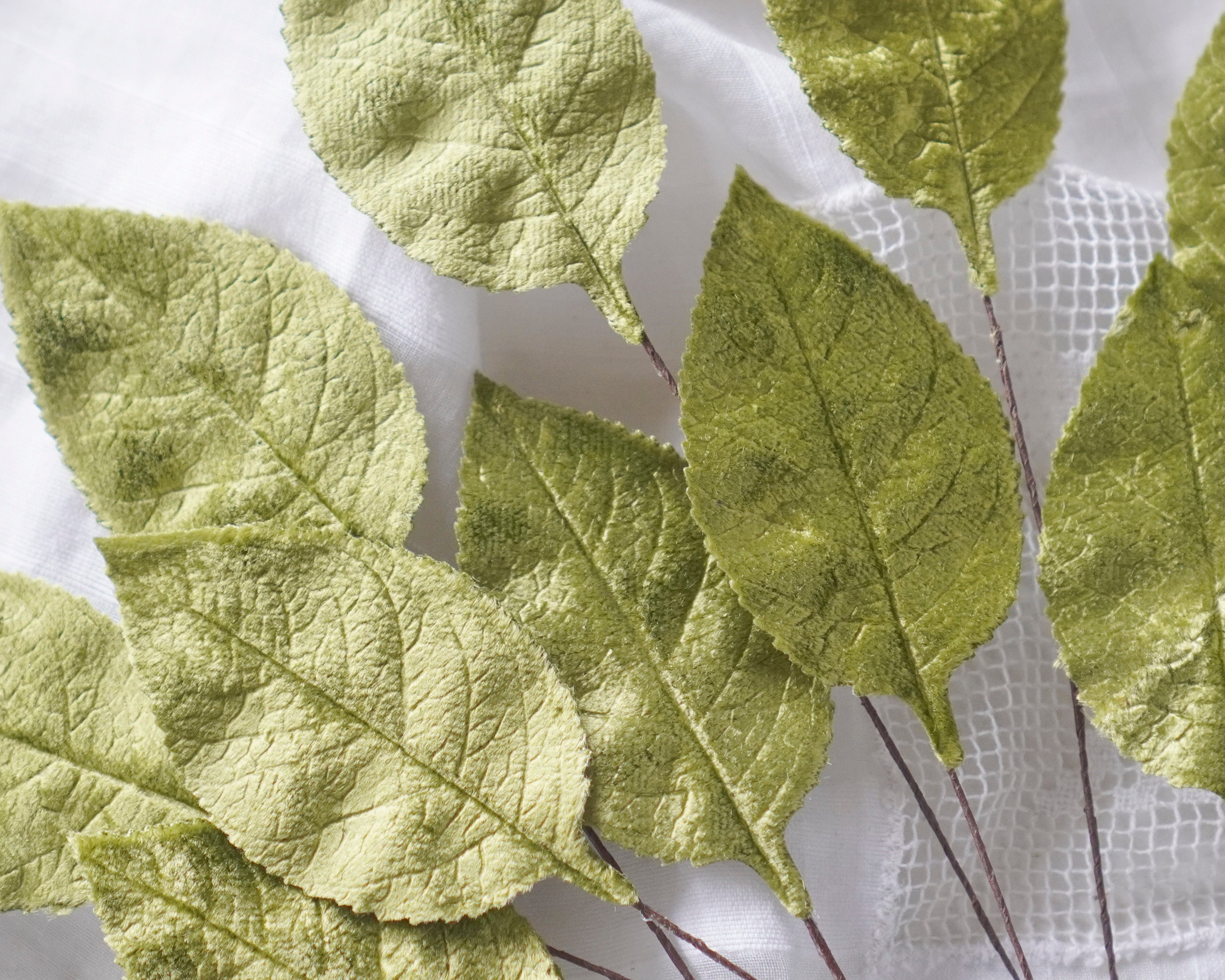Chartreuse Green Velvet Leaves, Large 2 1/2 Inch, 10 Pcs.