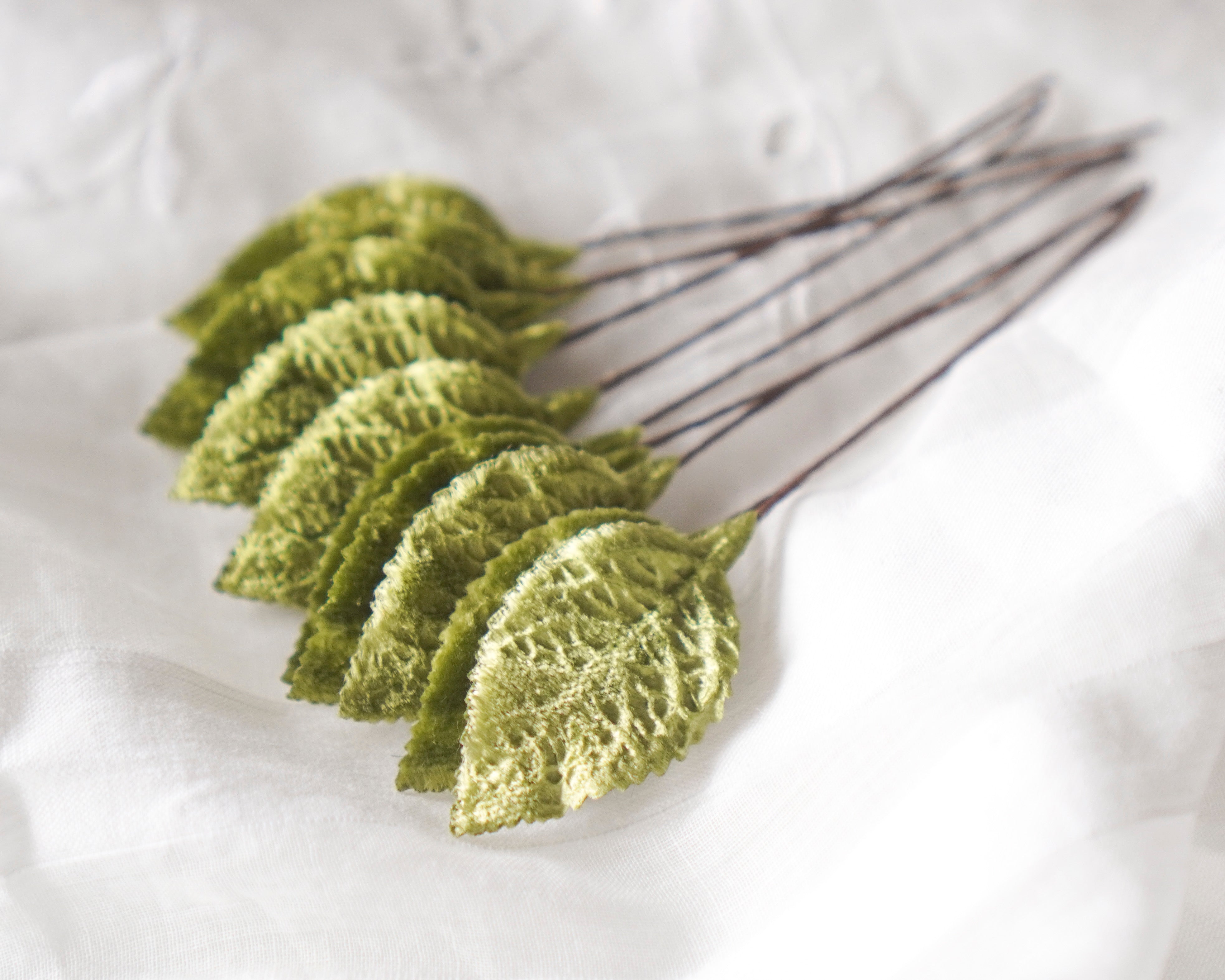 Chartreuse Green Velvet Leaves, Small, 10 Pcs.