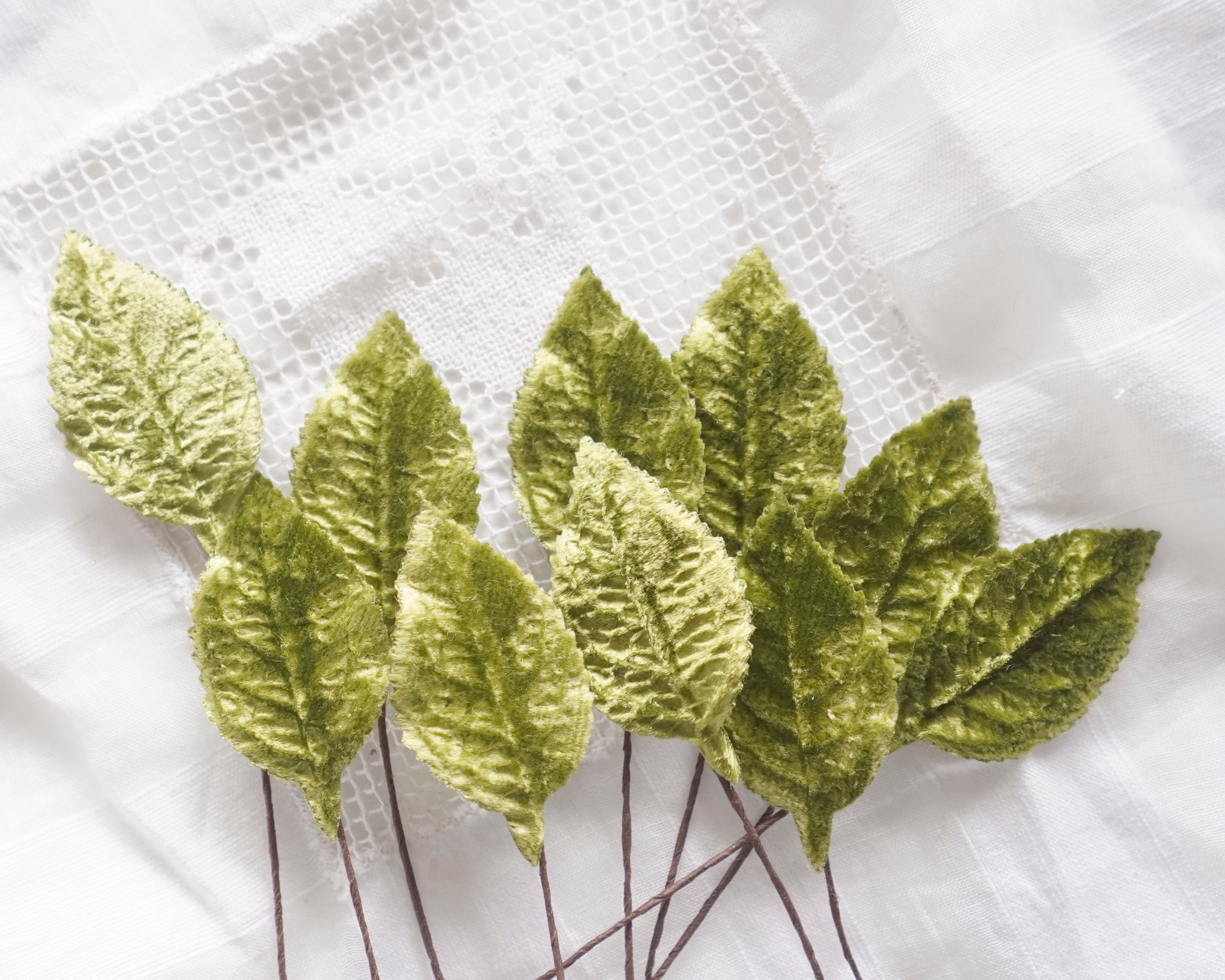 Chartreuse Green Velvet Leaves, Small, 10 Pcs.