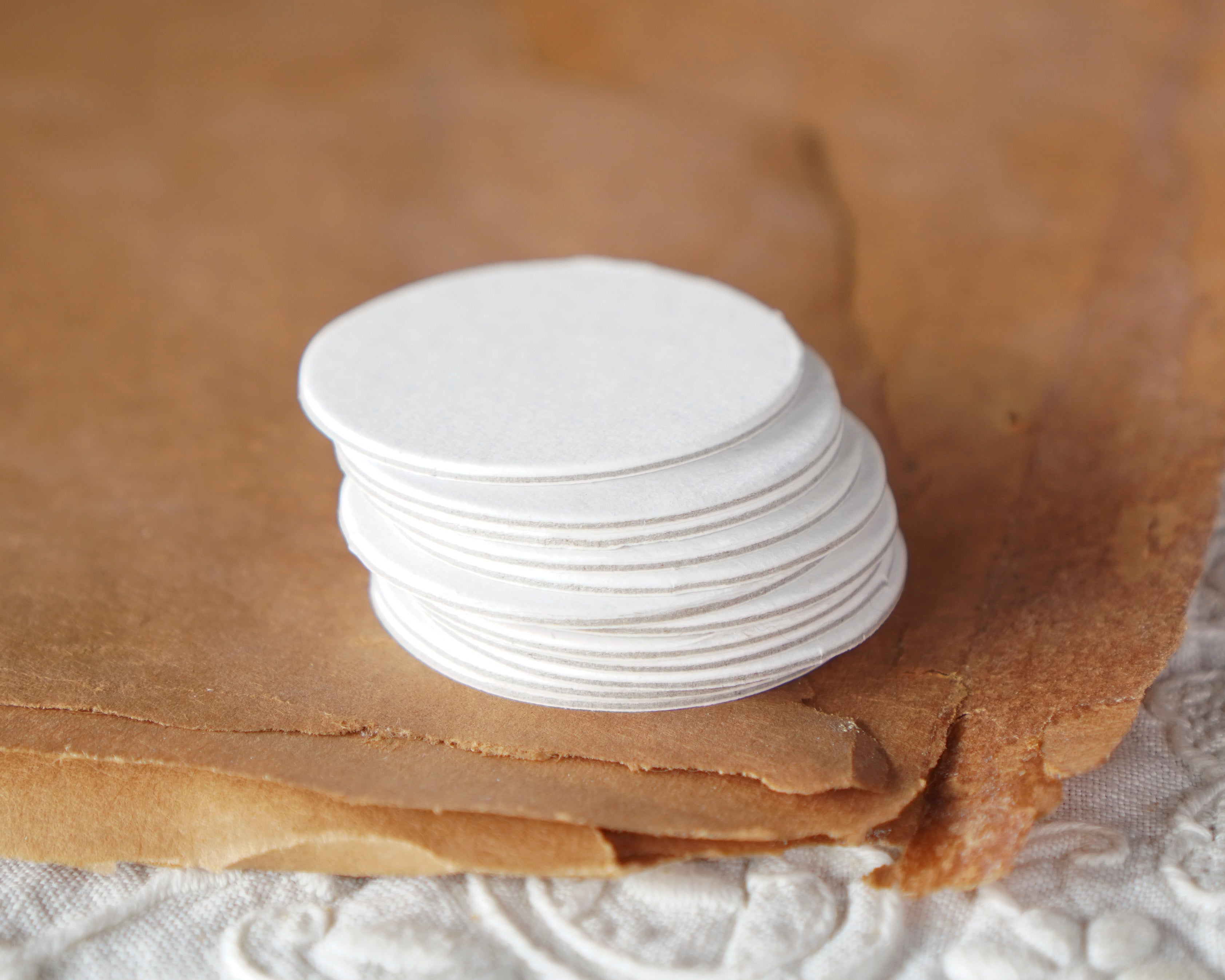 White Chipboard Circles - 1 1/2 Inch Diameter Die Cut Cardboard Rounds, 12 Pcs.