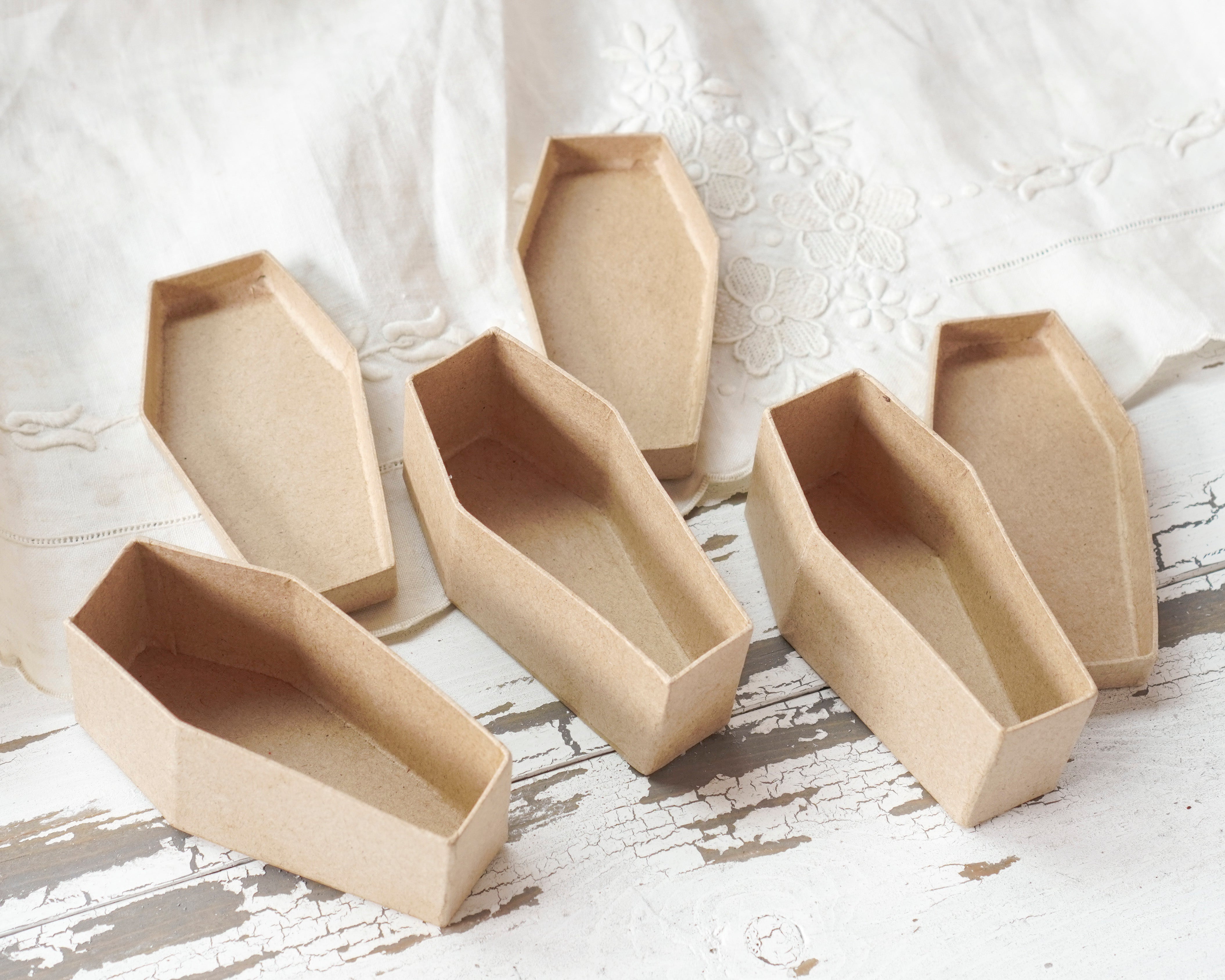 Mini Coffin Boxes - Paper Mache Halloween Candy Containers, 3 Pcs.