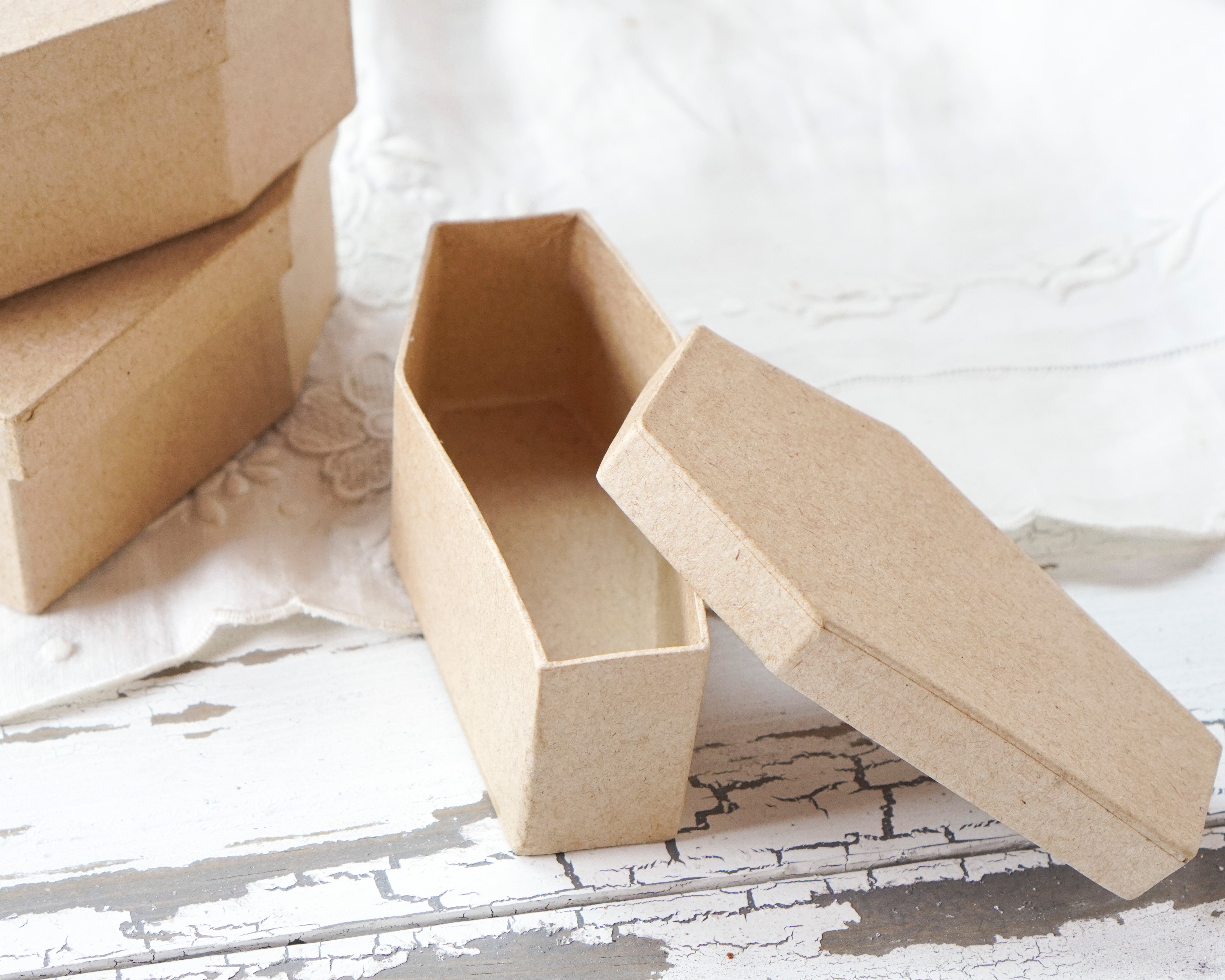 Mini Coffin Boxes - Paper Mache Halloween Candy Containers, 3 Pcs.