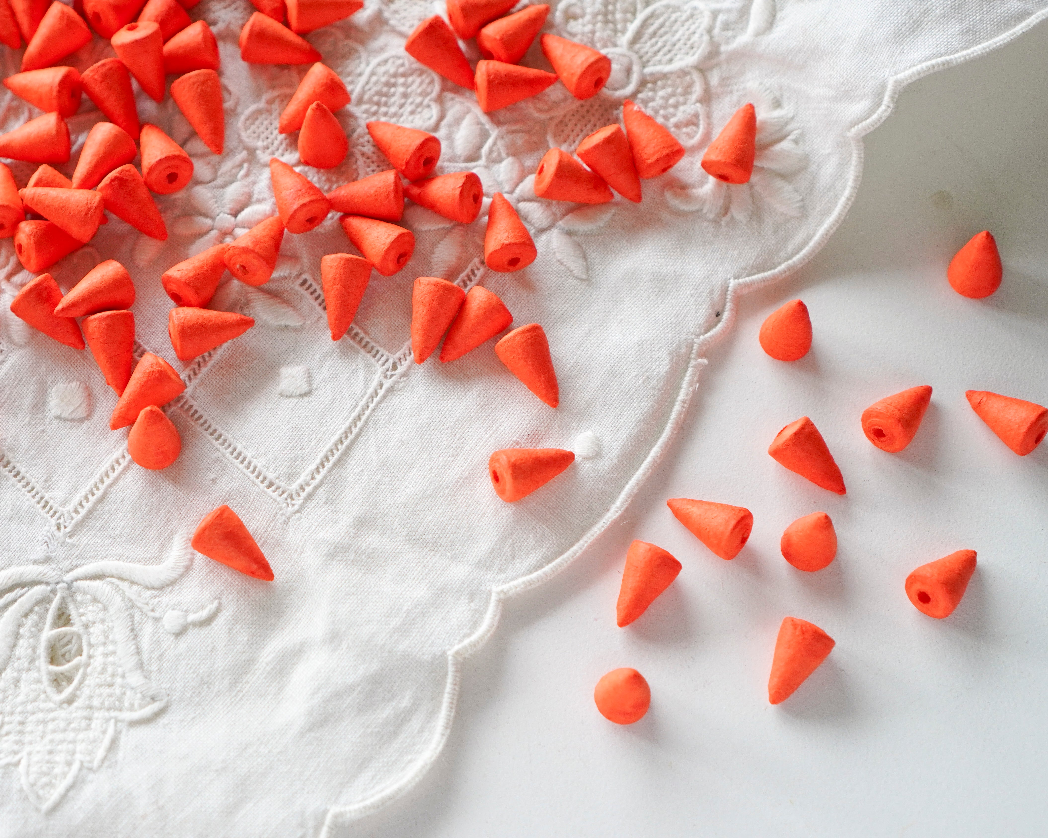 Orange Spun Cotton Snowman Nose / Mini Cones, 24 Pcs.