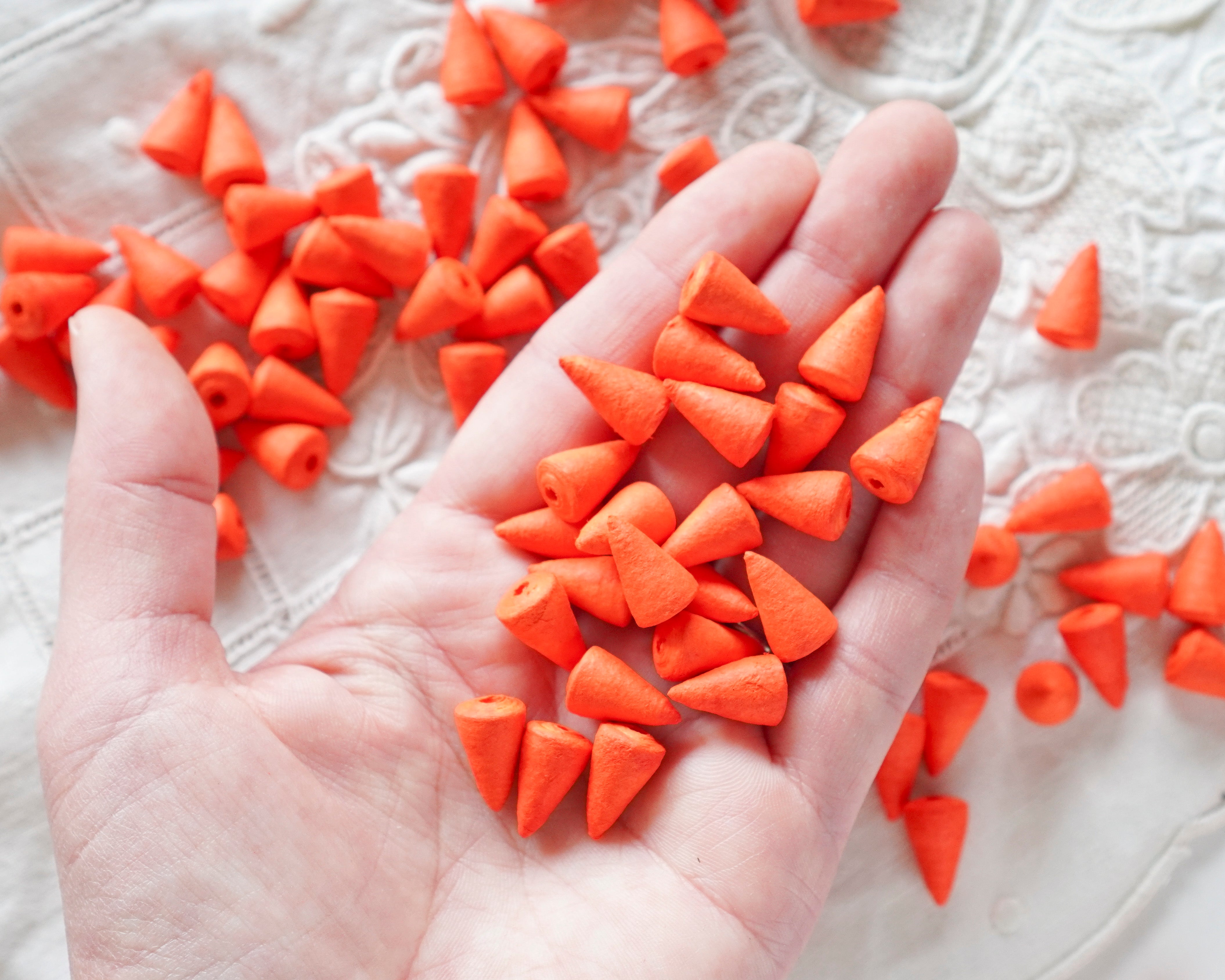 Orange Spun Cotton Snowman Nose / Mini Cones, 24 Pcs.
