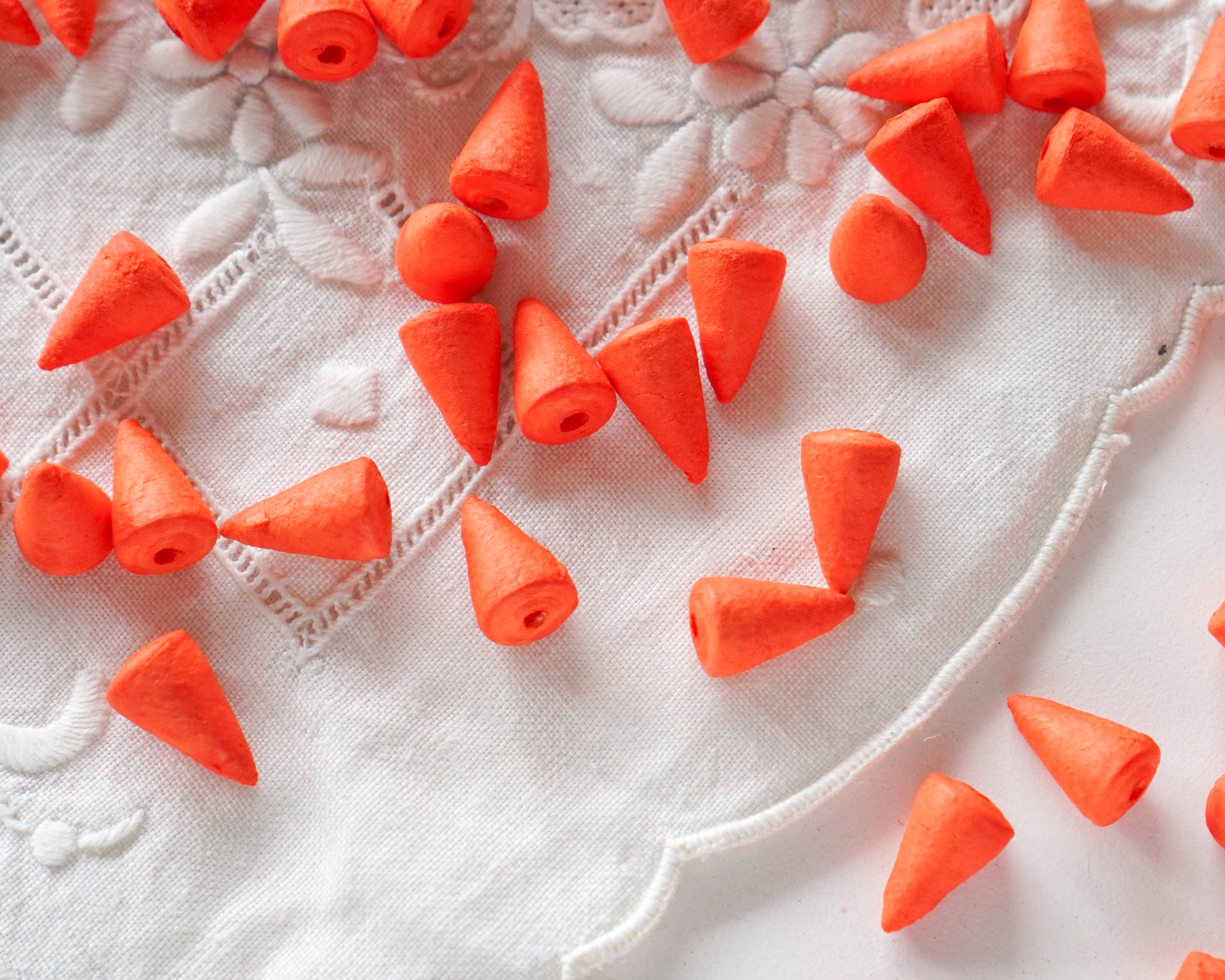 Orange Spun Cotton Snowman Nose / Mini Cones, 24 Pcs.