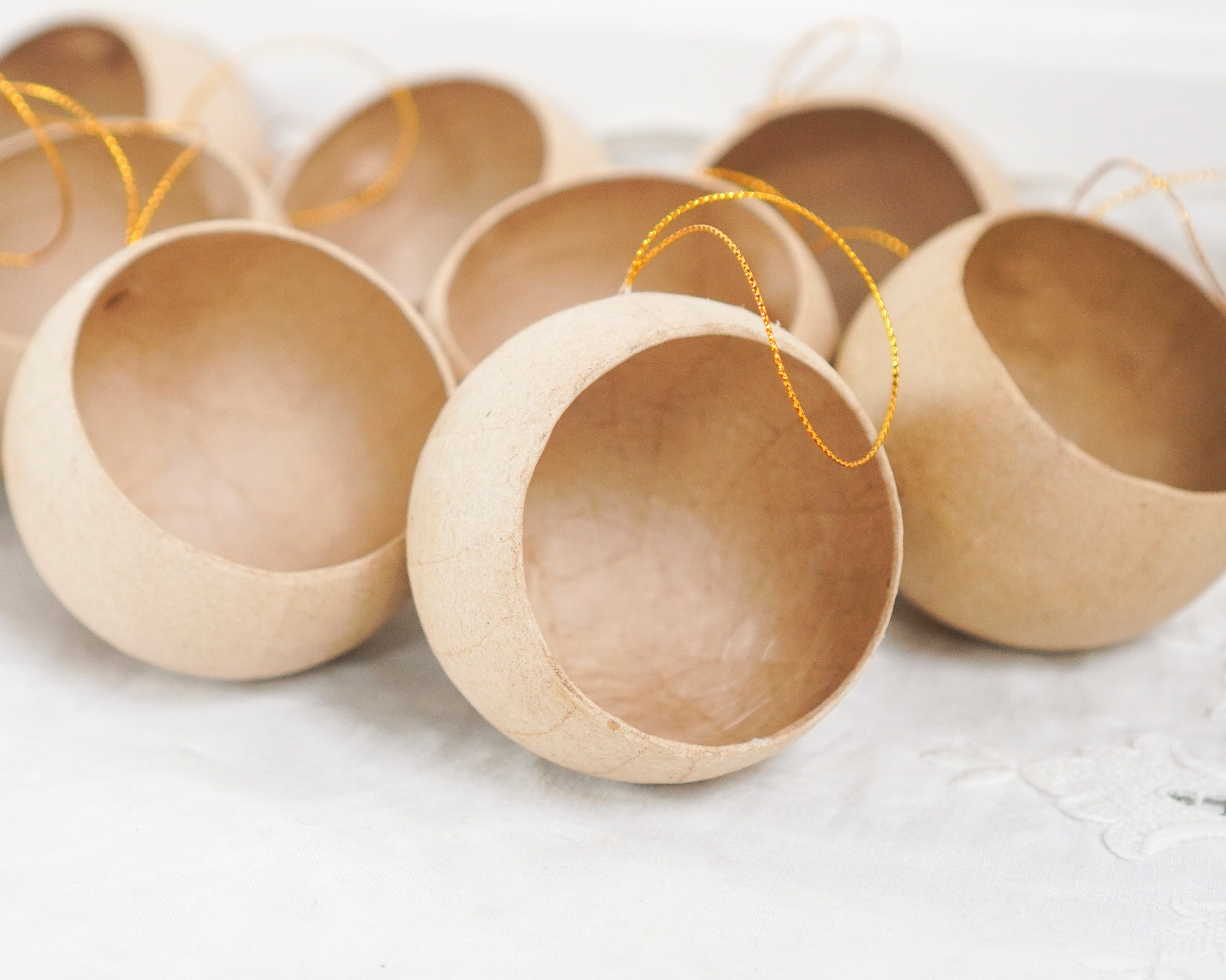 10 Pack: DIY Diorama Ornaments - Paper Mache Round Open Ball Christmas Craft Shapes