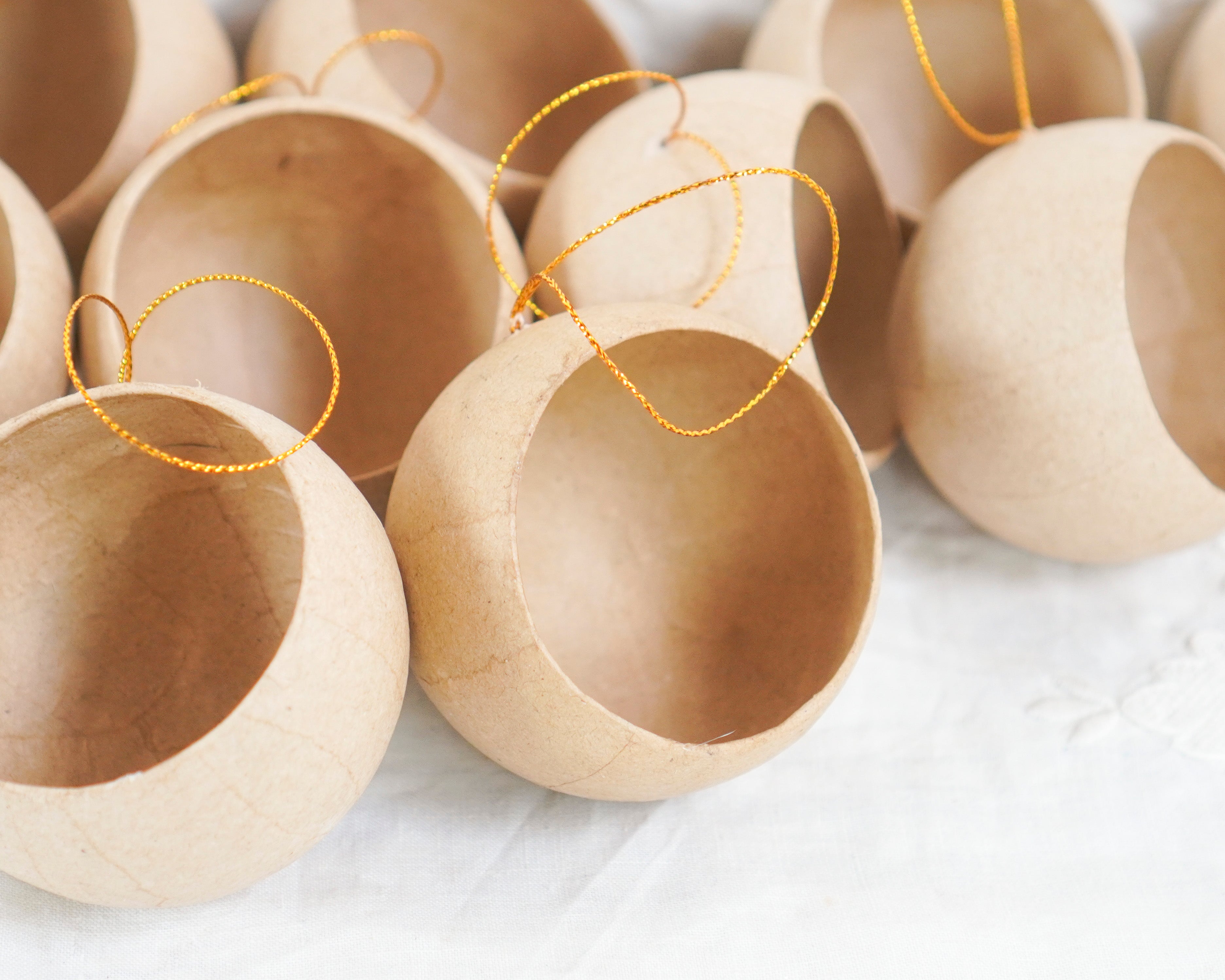 10 Pack: DIY Diorama Ornaments - Paper Mache Round Open Ball Christmas Craft Shapes