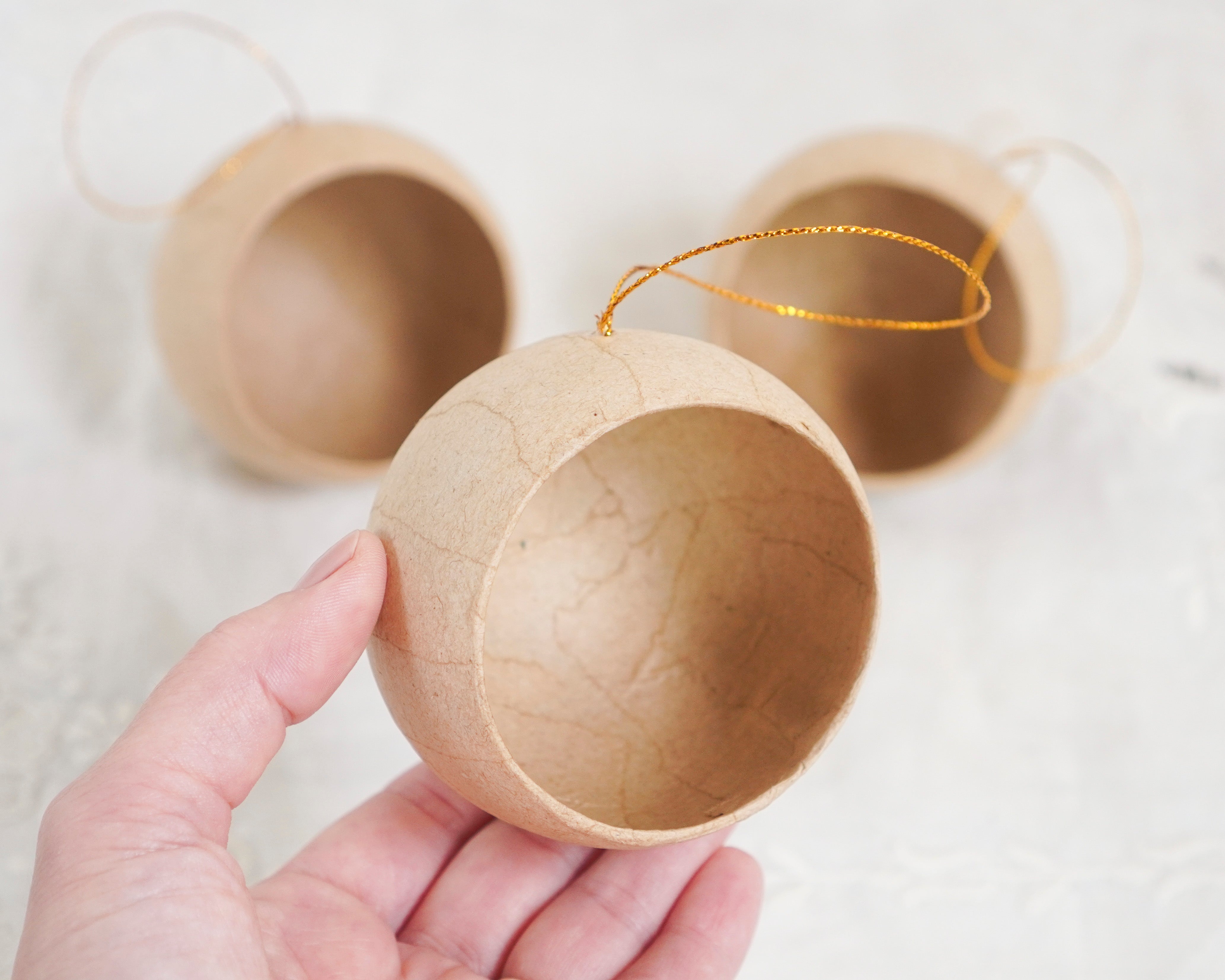 DIY Diorama Ornaments - Paper Mache Round Open Ball Christmas Craft Shapes, 3 Pcs.