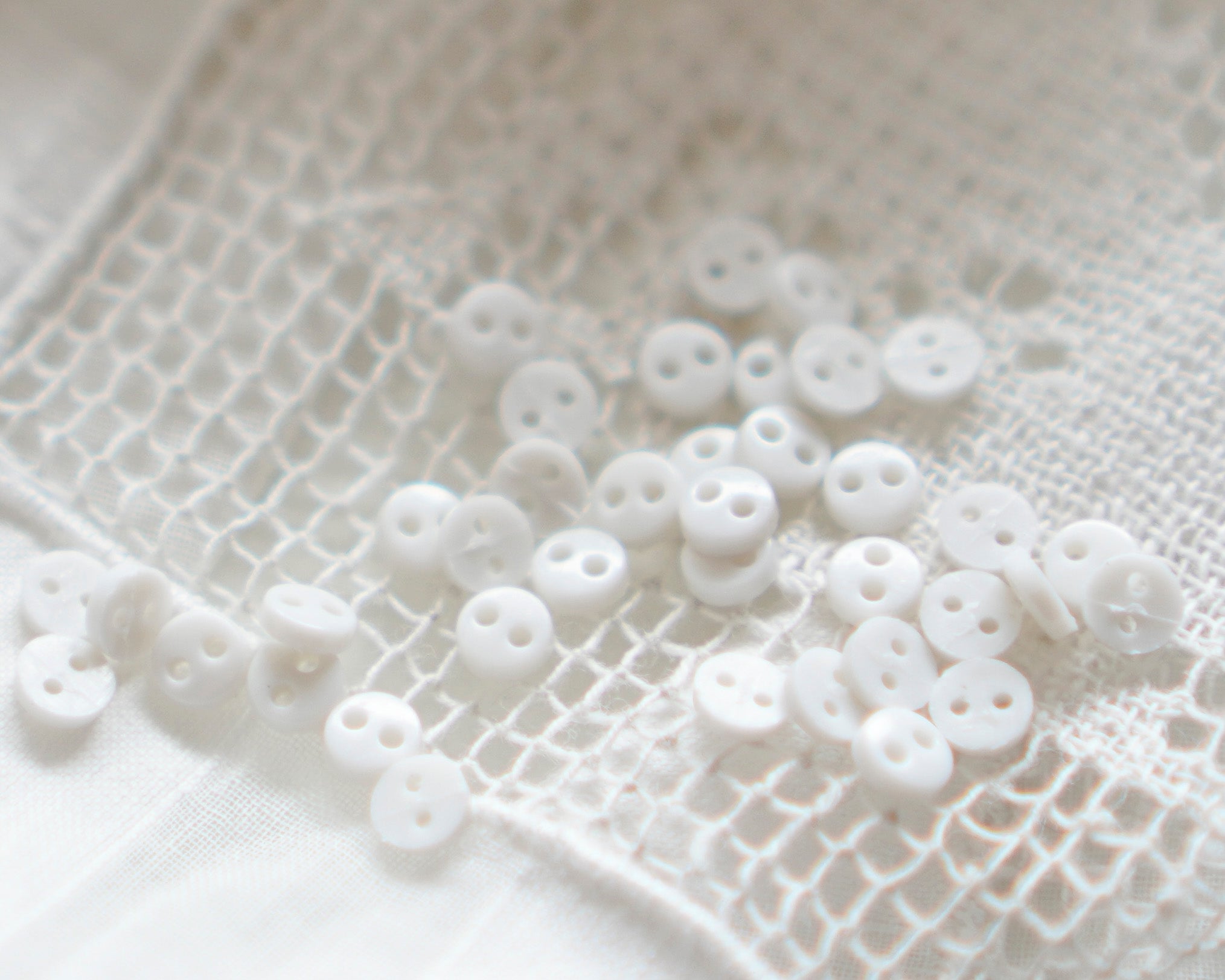 Tiny Doll Buttons - White Miniature Button Embellishments, 50 Pcs.