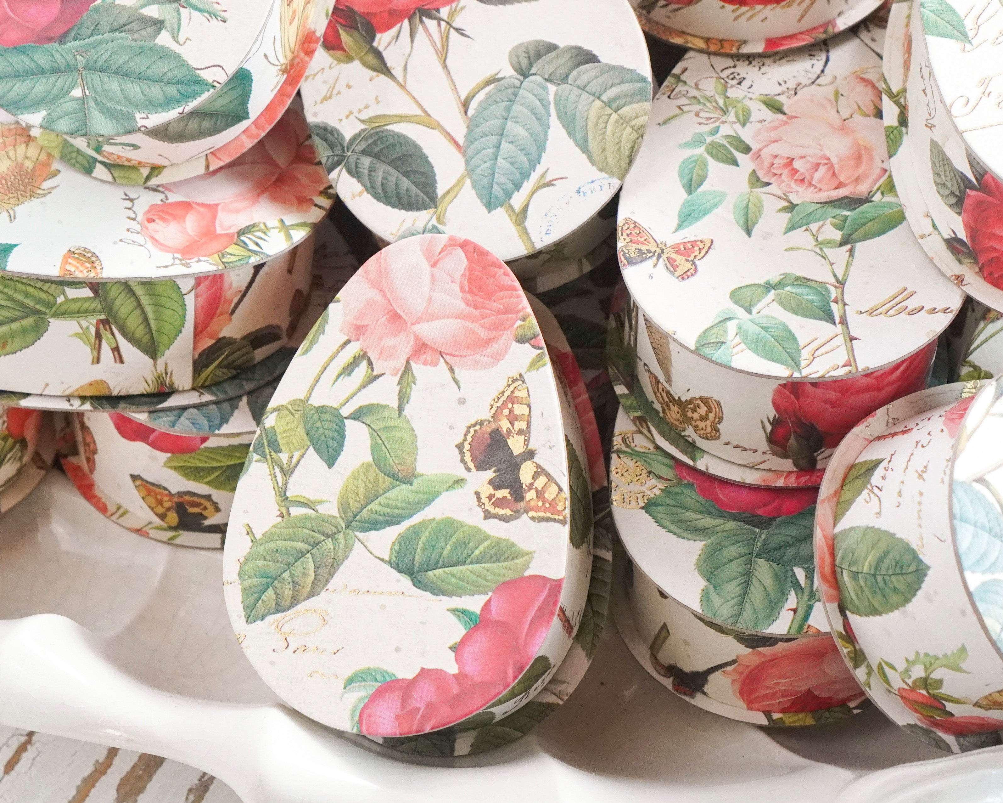 Easter Egg Candy Container - Floral Rose Patterned Paper Box