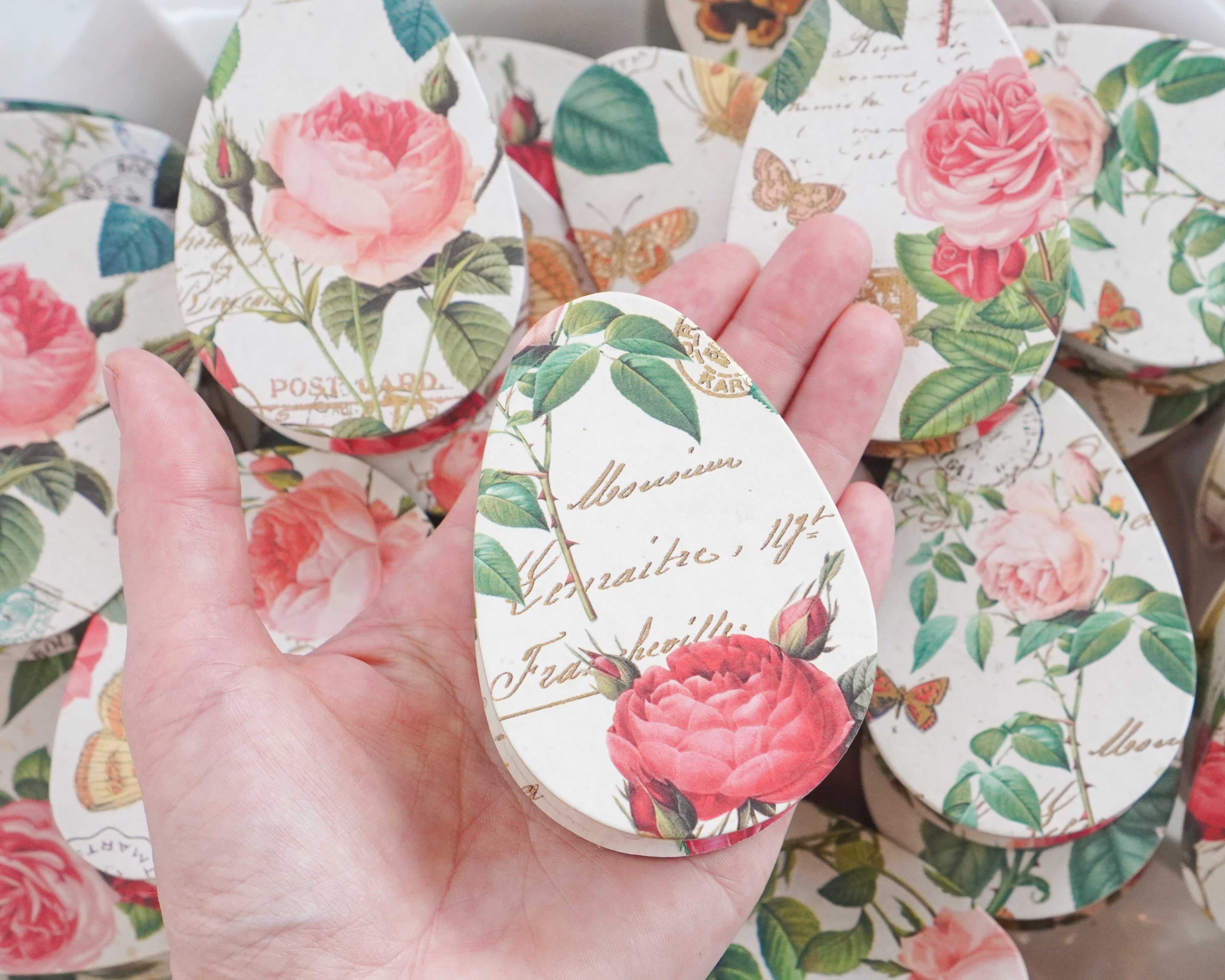 Easter Egg Candy Container - Floral Rose Patterned Paper Box